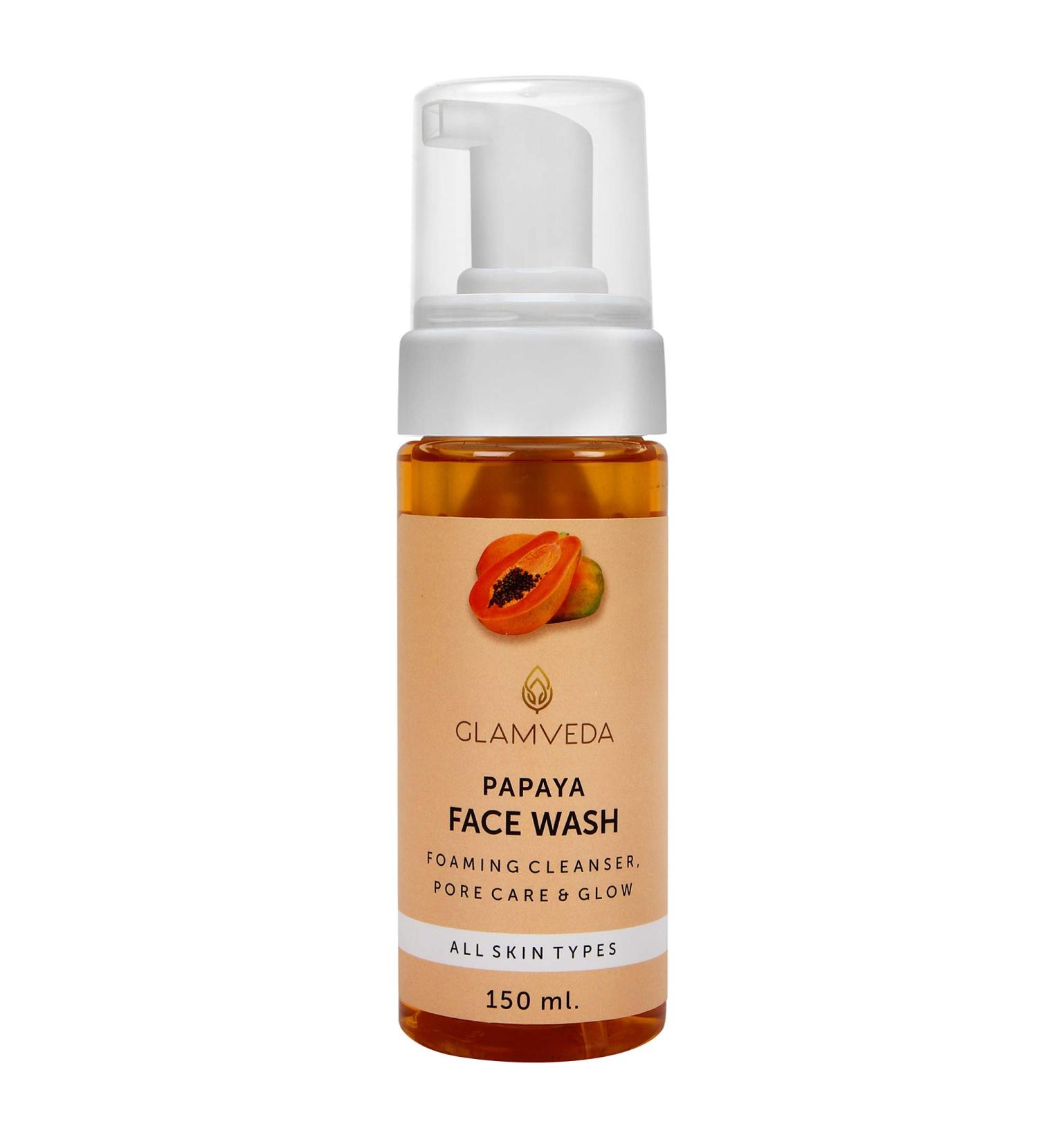 Papaya Anti-Tan & Glow Foaming Face Wash - 150ml | Brightening Orange Cleansing Gel for Radiant Skin | International Shipping Available - Buy Online on GoSupps.com