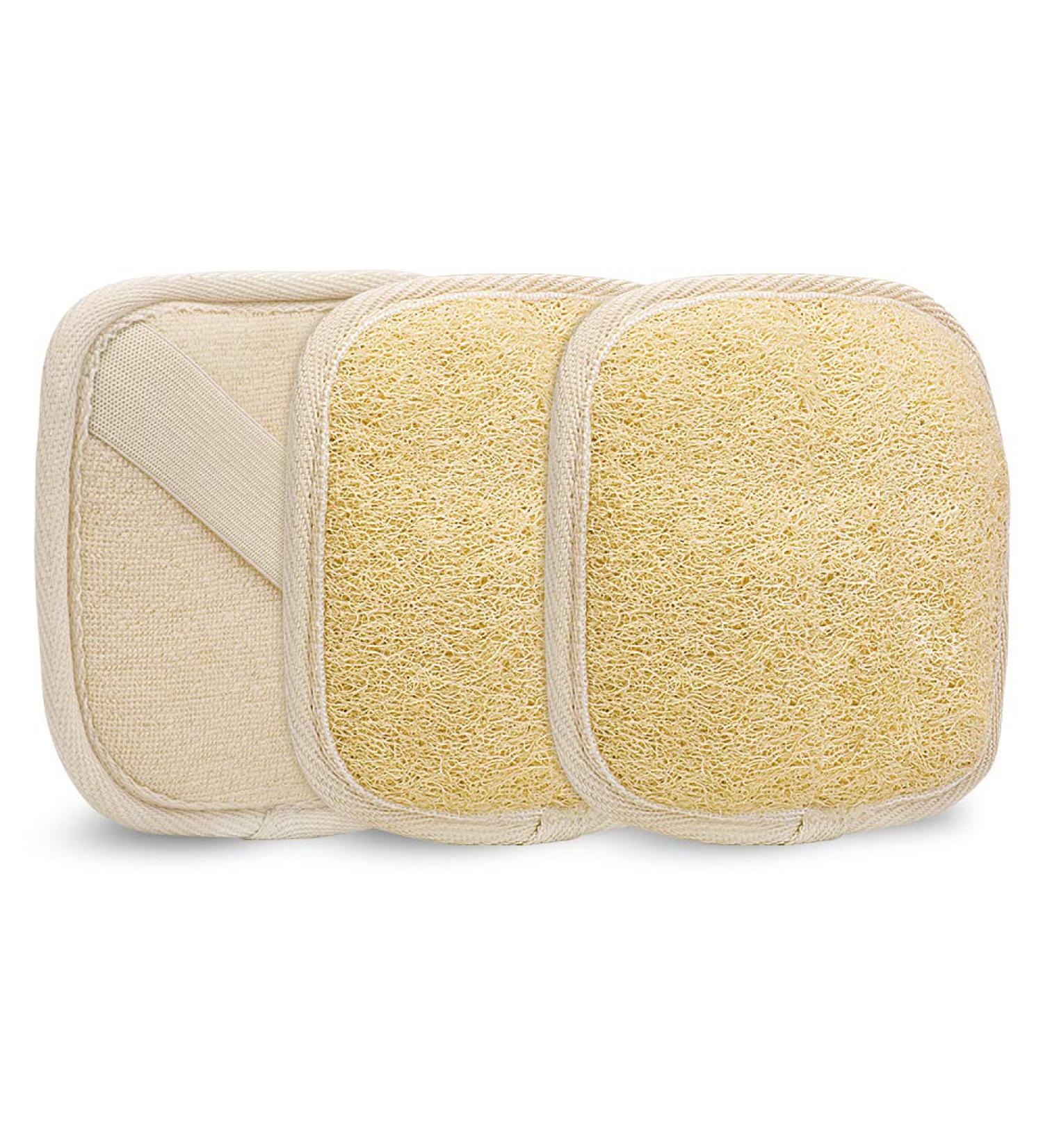3-Pack Natural Loofah Exfoliator Sponge Pads for Body and Face | Exfoliating Scrubber Set for Men and Women - Buy Online on GoSupps.com