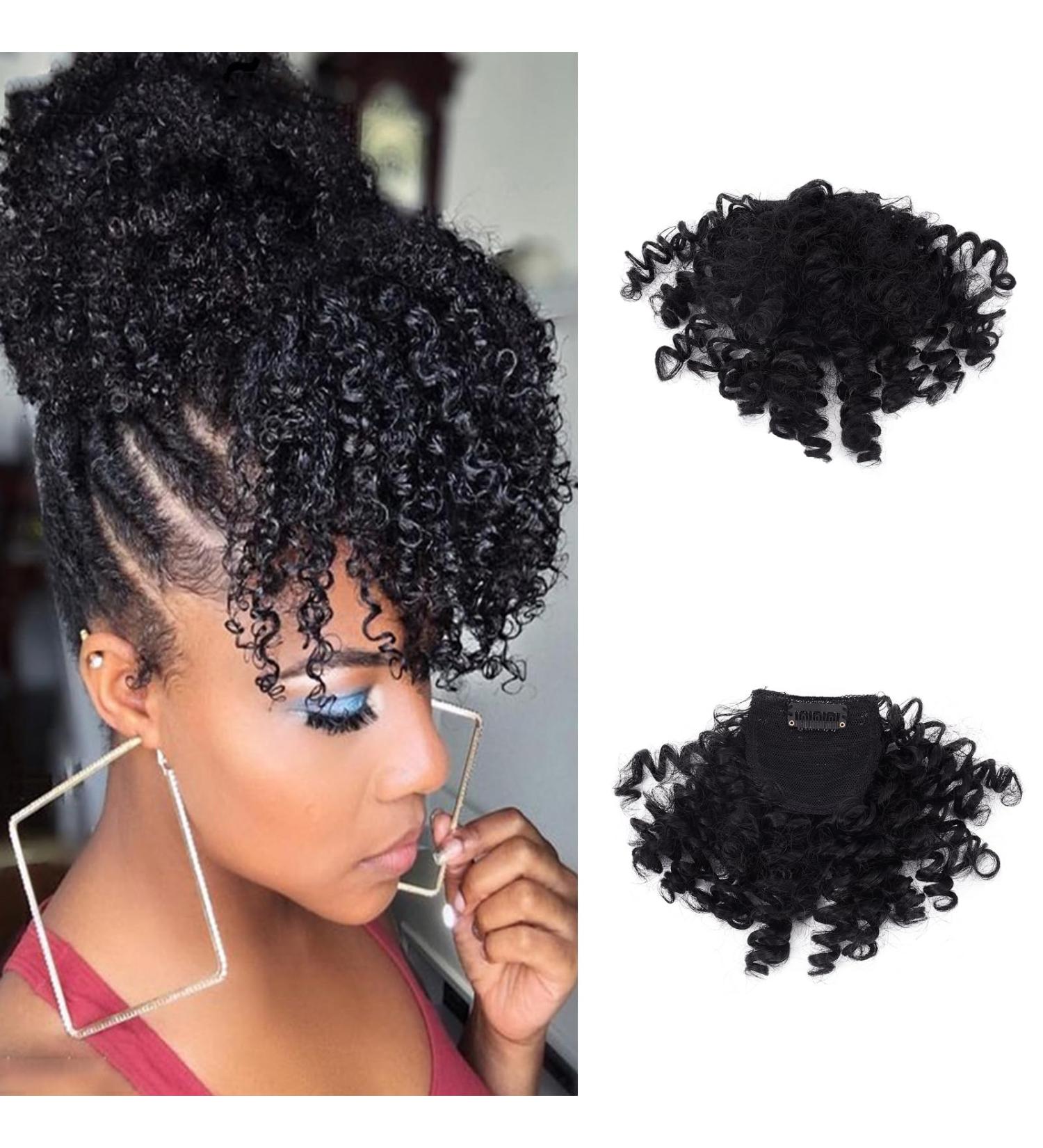 NICENEEDED Short Afro Kinky Curly Bangs Clip Jerry Curly Clip In Bangs Front Fringe Hair Pieces Bangs for Black Women and Girls Clip in On Hair Extensions - Buy Online on GoSupps.com