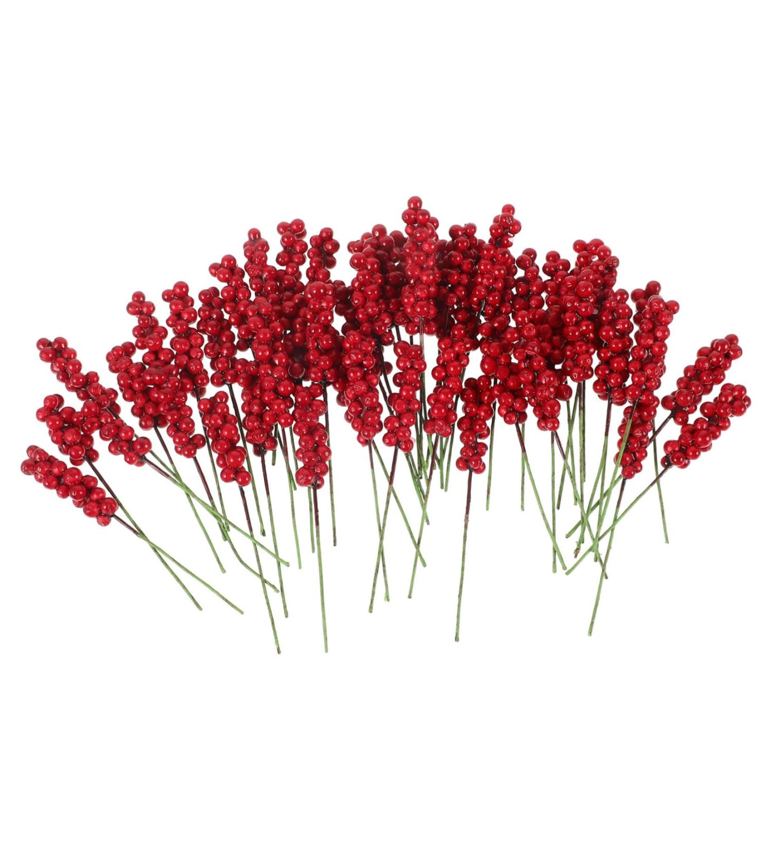 ABOOFAN 50pcs Flower Garland Fake Berry Stem Artificial Xmas Berry Stem Artificial Berry Christmas Tree Decor Christmas Berry Picks Artificial Berries Stems Red Fruit Branch - Buy Online on GoSupps.com