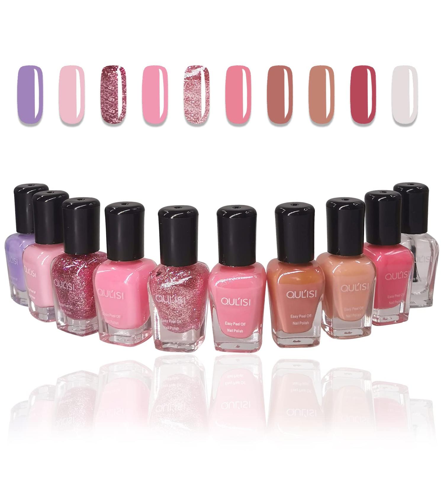 OUL'ISI Nail Polish Set (10 Bottles) - Easy Peel Off & Quick Dry Organic Water Based Polish for Women, Teens, Kids - STYLE-2 - Buy Online on GoSupps.com