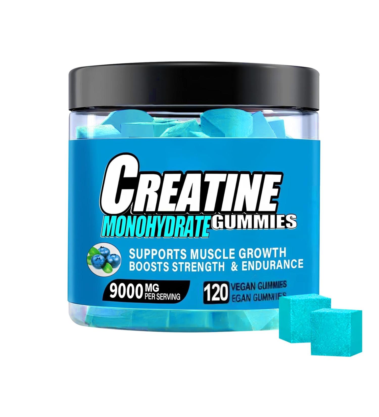 Creatine Monohydrate Gummies Complex 9000 MG for Men & Women Pre-Workout Gummies with BCAA L-Carnitine Taurine & Vitamin B12 for Enhanced Strength Energy & Muscle Growth 0 Sugar Vegan-120 Count - Buy Online on GoSupps.com