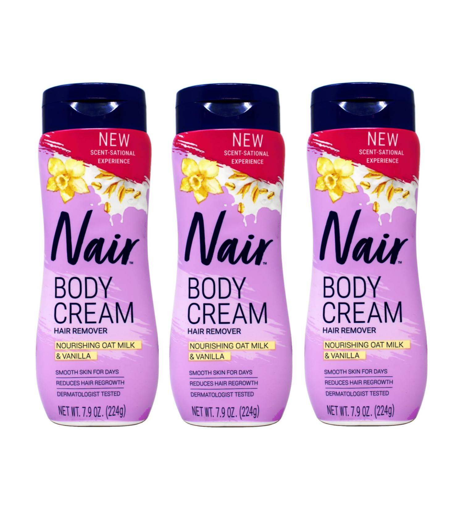 Nair Body Cream Hair Remover with Oat Milk & Vanilla - Dermatologist Tested 7.9 oz (Pack of 3) | Best International Shipping - Buy Online on GoSupps.com