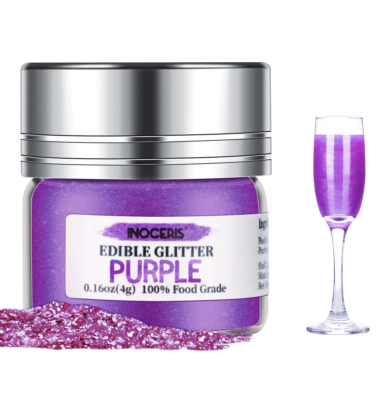 Inoceris Edible Glitter Luster Dust - Vegan, Food Grade Shimmer for Drinks, Cakes, and Desserts - Purple 4g - Buy Online on GoSupps.com