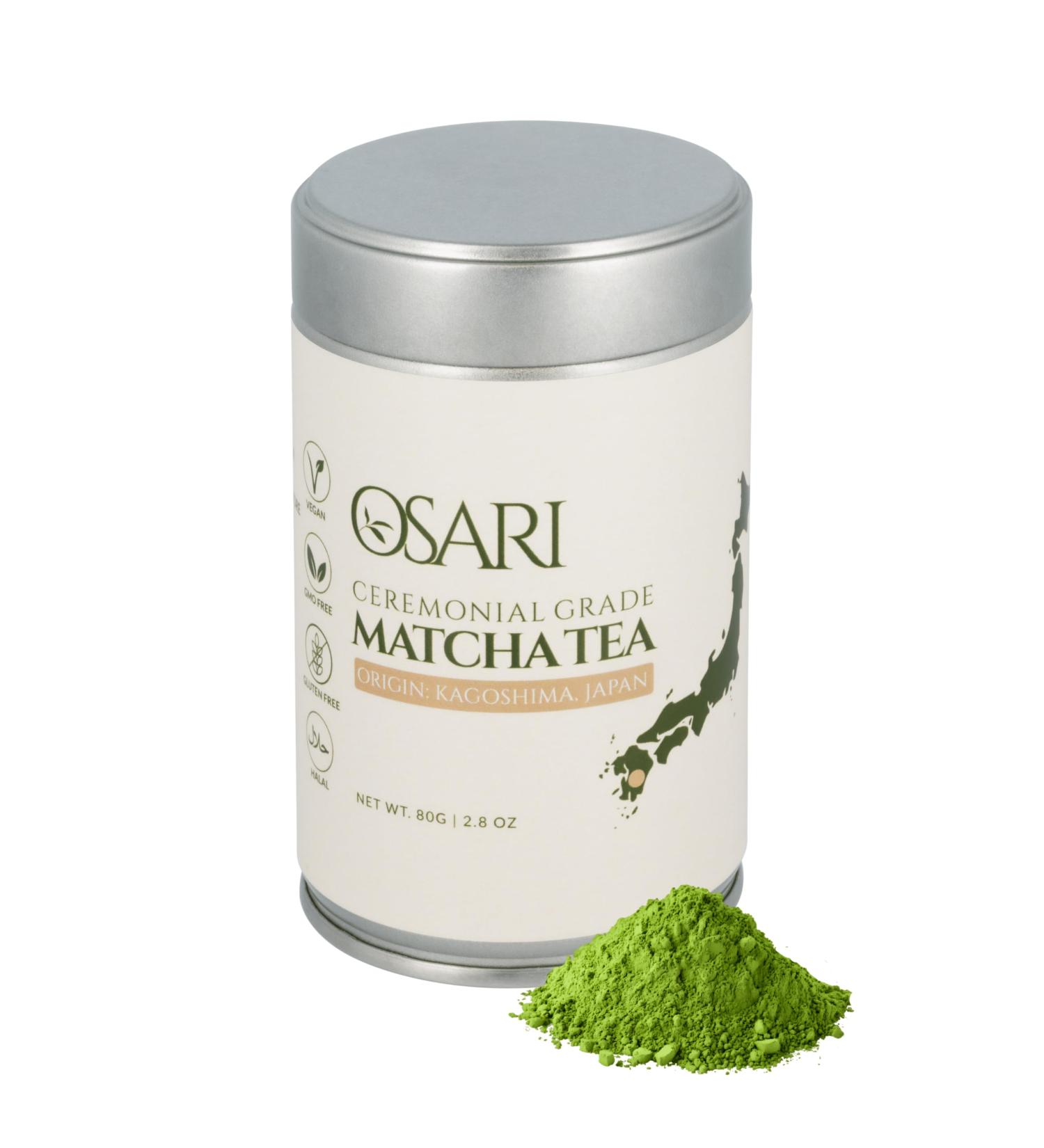 OSARI Ceremonial Matcha Powder 80g First harvest from Kagoshima Japan 100 pure lab tested Stoneground rich in antioxidants and soft umami flavor For matcha latte & tea 80 Grams - Buy Online on GoSupps.com