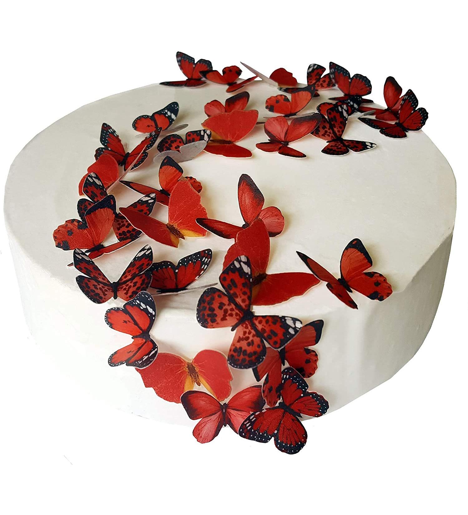 48 x pre -cut beautiful red butterflies edible rice paper/Oblate paper cake decoration decoration cupcake cake dessert birthday party wedding baby party Valentine's Day (s)