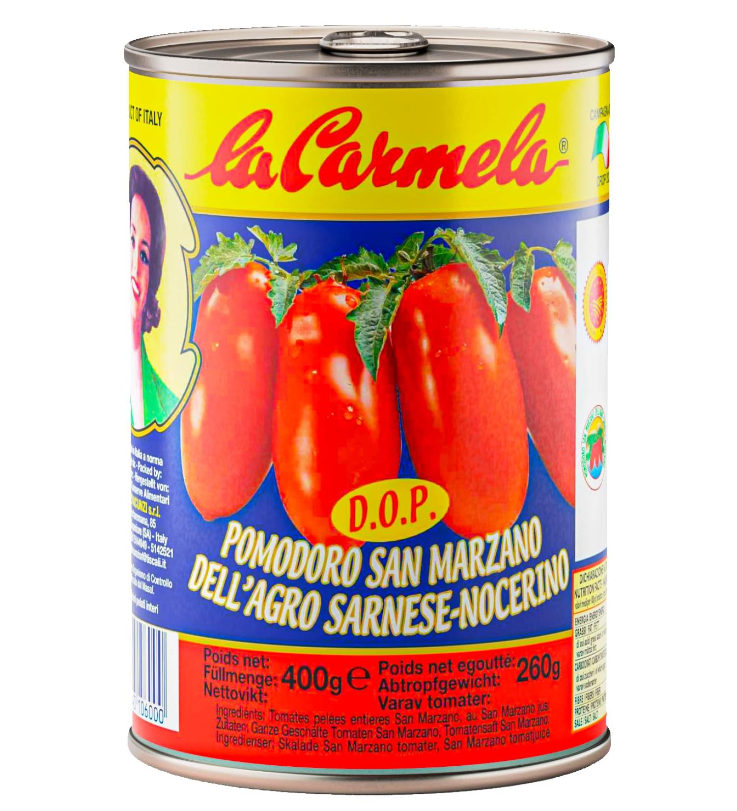 Buy ESPREVO 12x400g D.O.P. San Marzano Tomatoes | Authentic La Carmela Whole Peeled Pizza Tomatoes from Italy - Buy Online on GoSupps.com