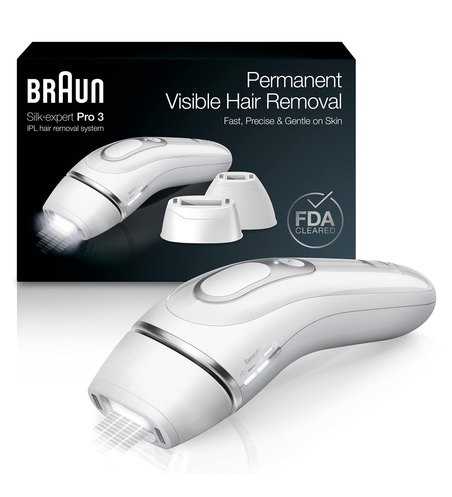 Braun Silk Expert Pro 3 PL3221 IPL Hair Removal System for Women and Men | FDA Cleared for Body & Face | Head-to-Toe Usage | Includes 3 Extra Caps - Buy Online on GoSupps.com
