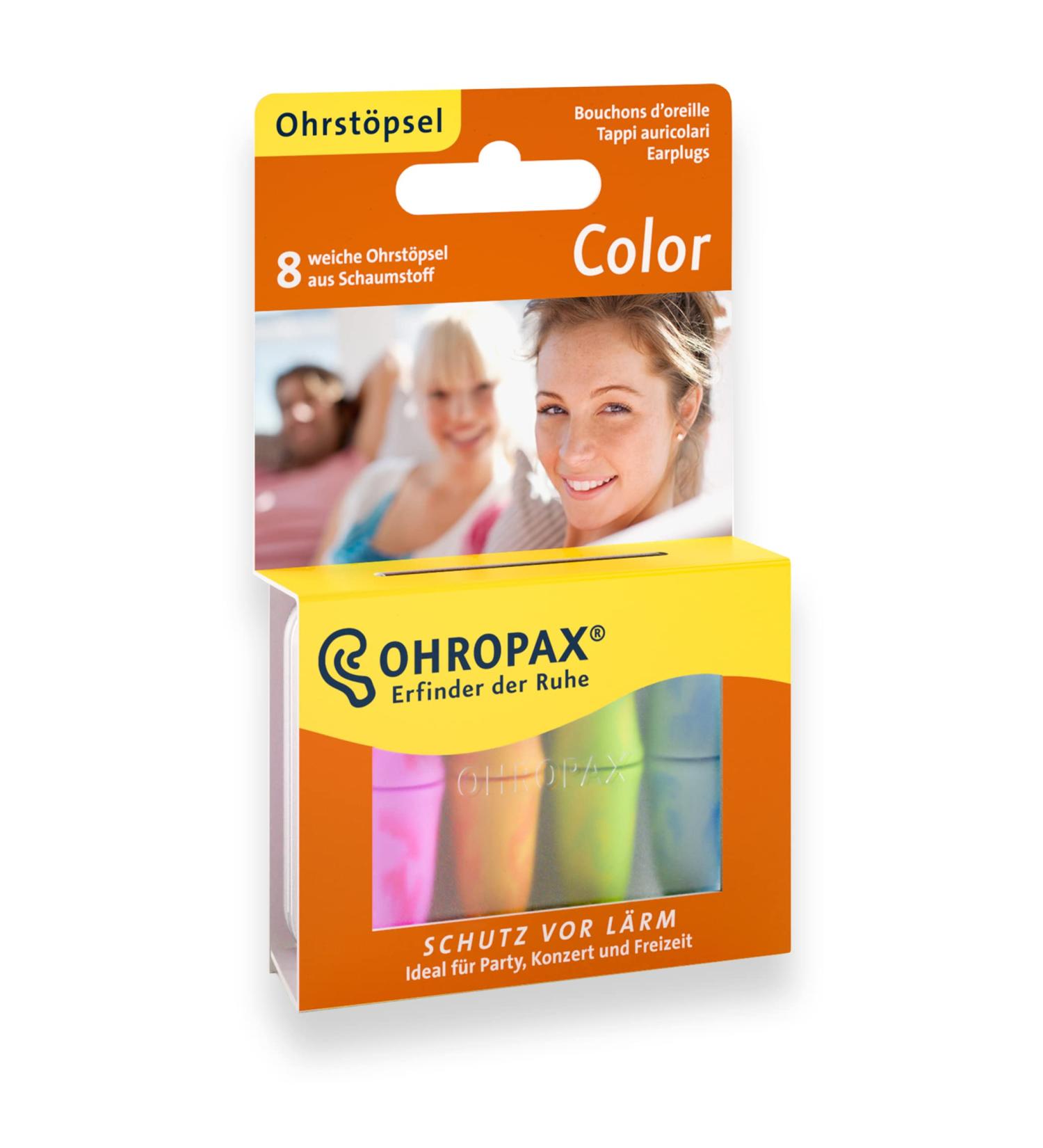 Ohropax Color Earplugs - 8 Pieces - Reusable Foam In-Ear Plugs for Noise Protection at Festivals Concerts Sleeping & Music - International Shipping Available - Buy Online on GoSupps.com