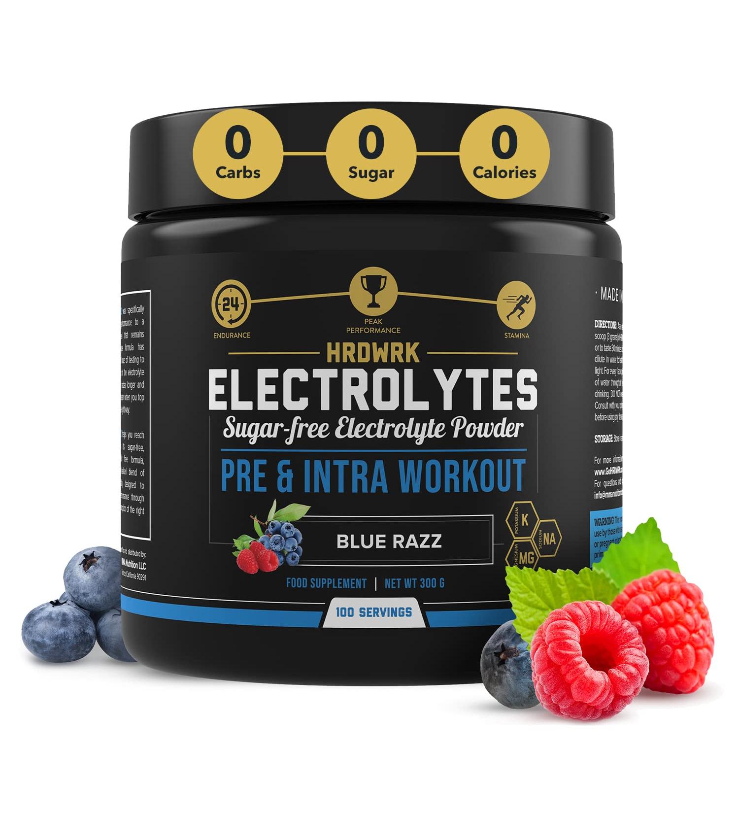 HRDWRK Electrolytes Powder with Magnesium & Potassium - Sugar Free Supplement for Endurance & Hydration - Keto Friendly - 8.81 oz - Buy Online on GoSupps.com