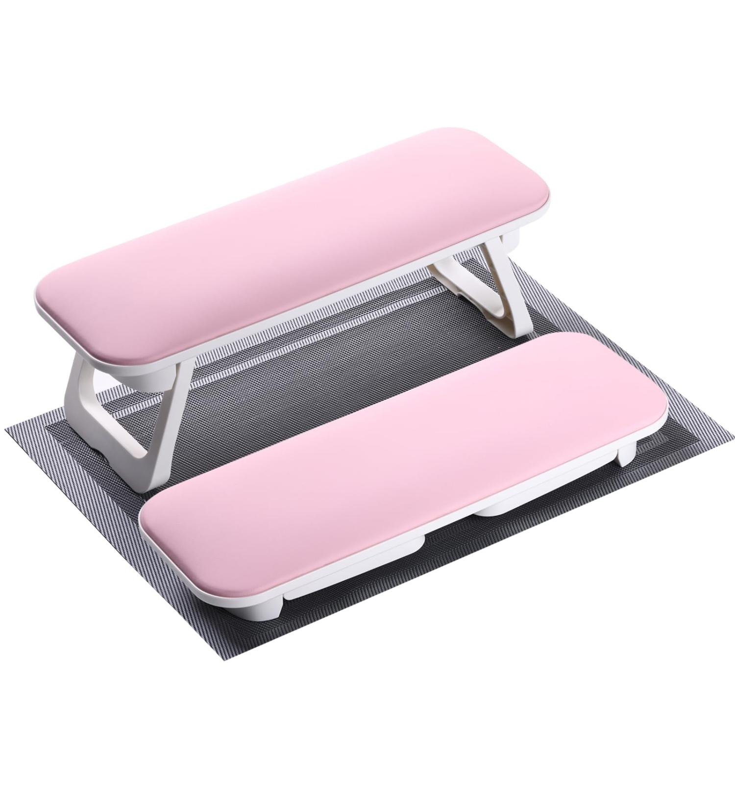 ROLIZOE Foldable Nail Arm Rest 40cm Soft PU Leather Manicure Pillow Nail Cushion No Drilling Anti-Slip Manicure Hand Rest with Nail Mat Nail Hand Pillow Manicure Cushion Beginner for Nail Art (Pink) - Buy Online on GoSupps.com