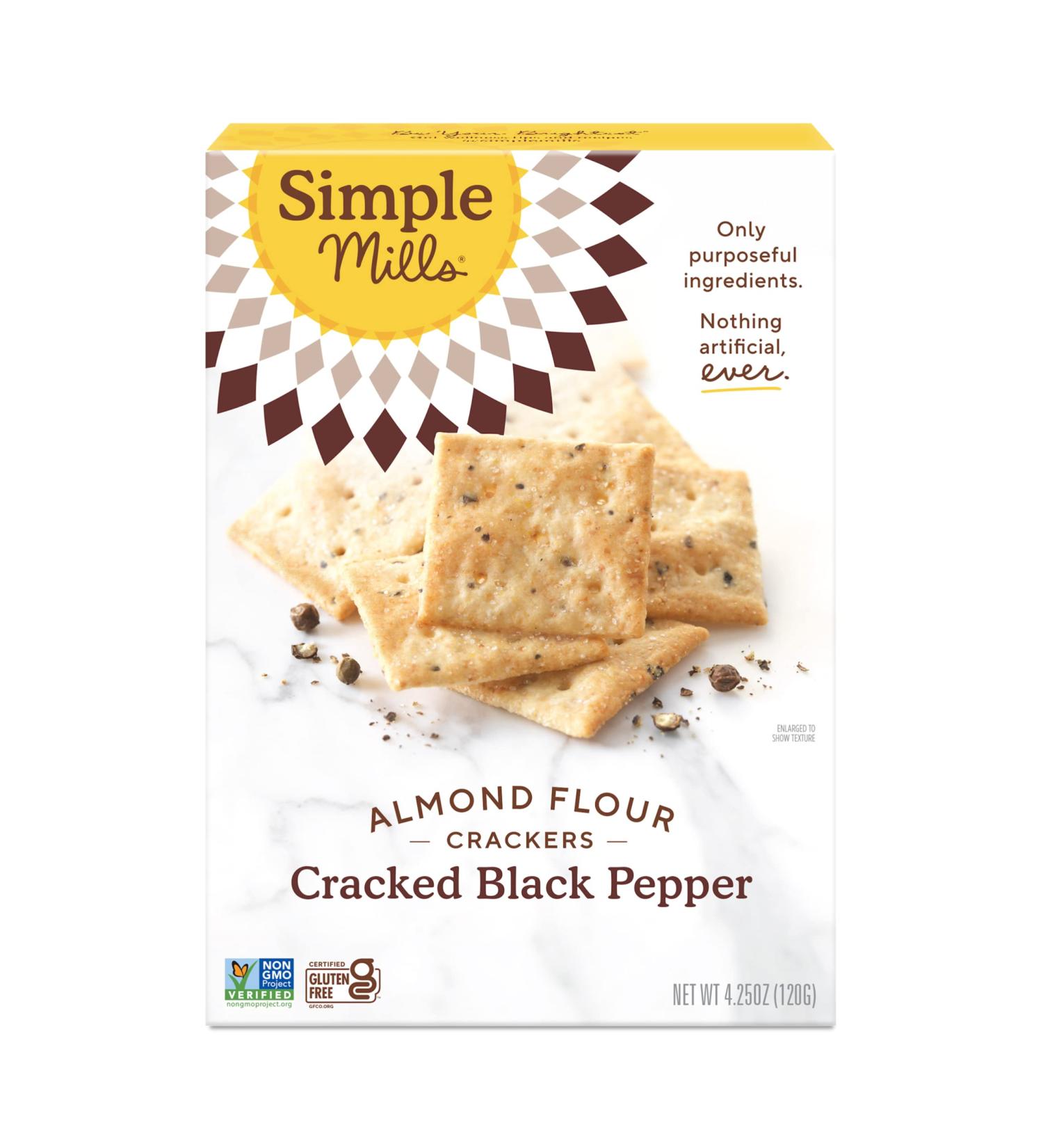 Simple Mills Almond Flour Crackers - Black Cracked Pepper | Gluten Free, Vegan, Healthy Snacks | 4.25 oz - Buy Online on GoSupps.com