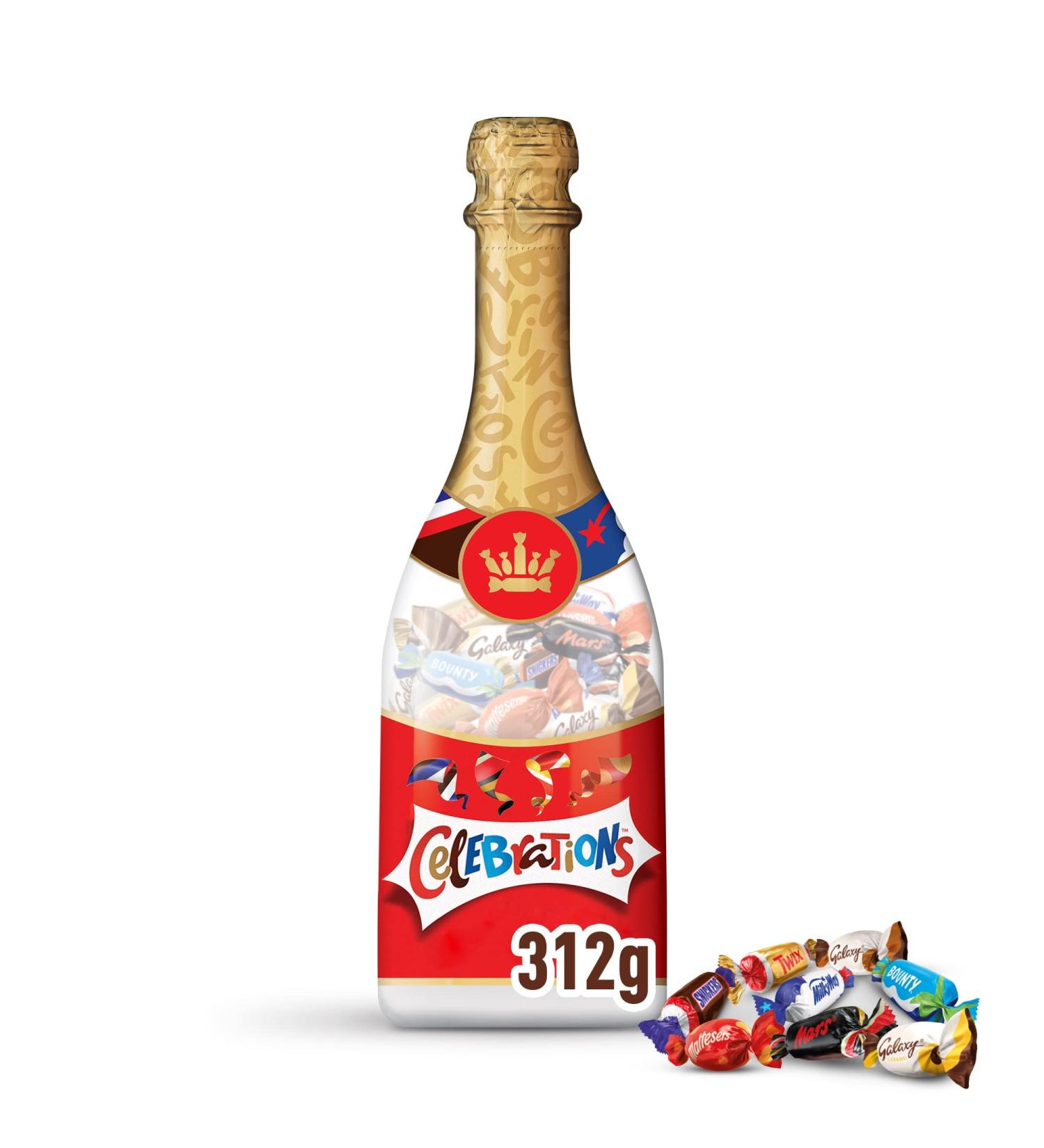 CELEBRATIONS - 1 bottle with assortment of mini chocolates SNICKERS TWIX MARS MALTESERS BOUNTY and others - 312g - Buy Online on GoSupps.com