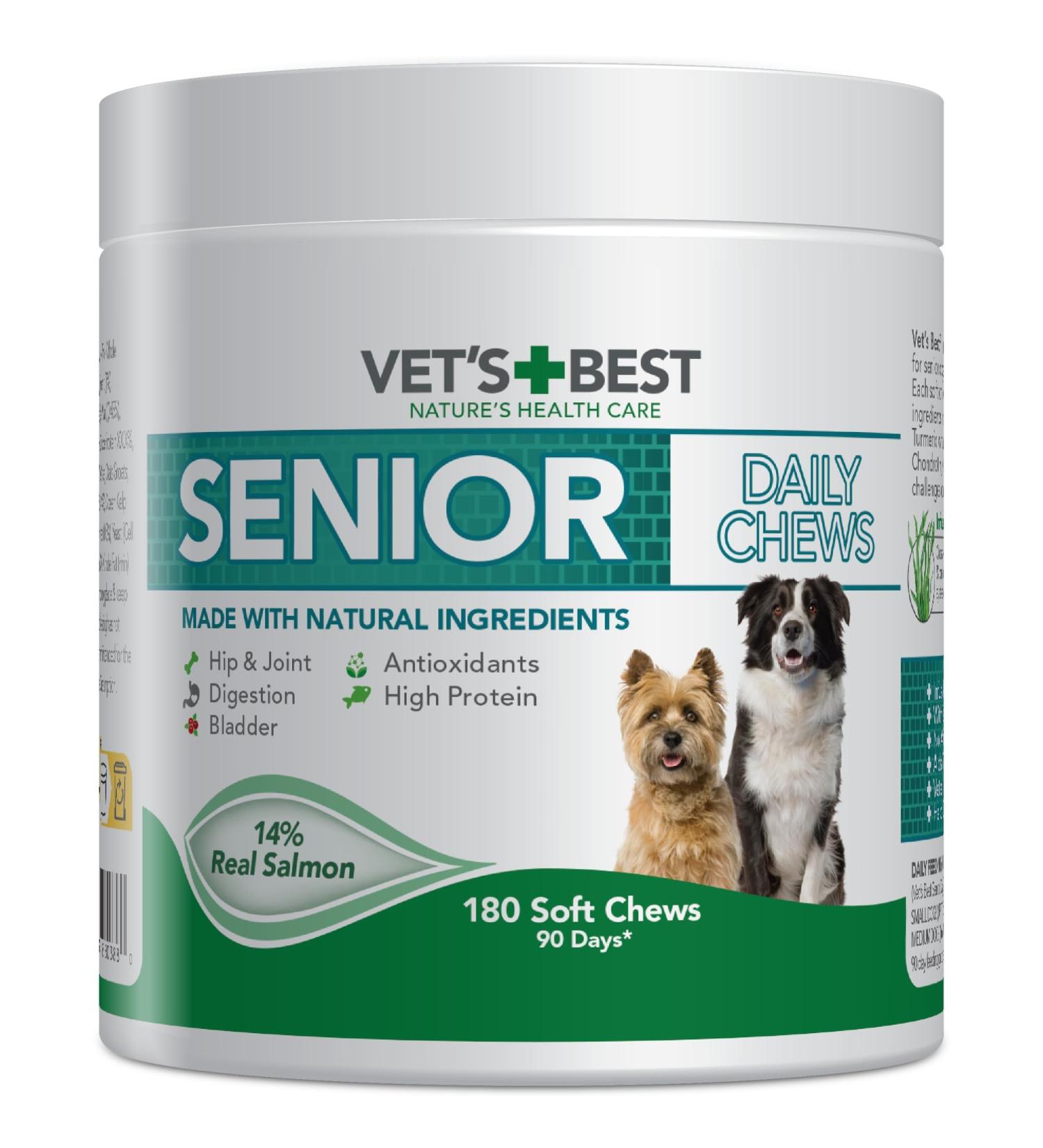 Vets Best Daily Soft Chews for Senior Dogs - 180 Count | Premium Health Supplements for Aging Pets - Buy Online on GoSupps.com