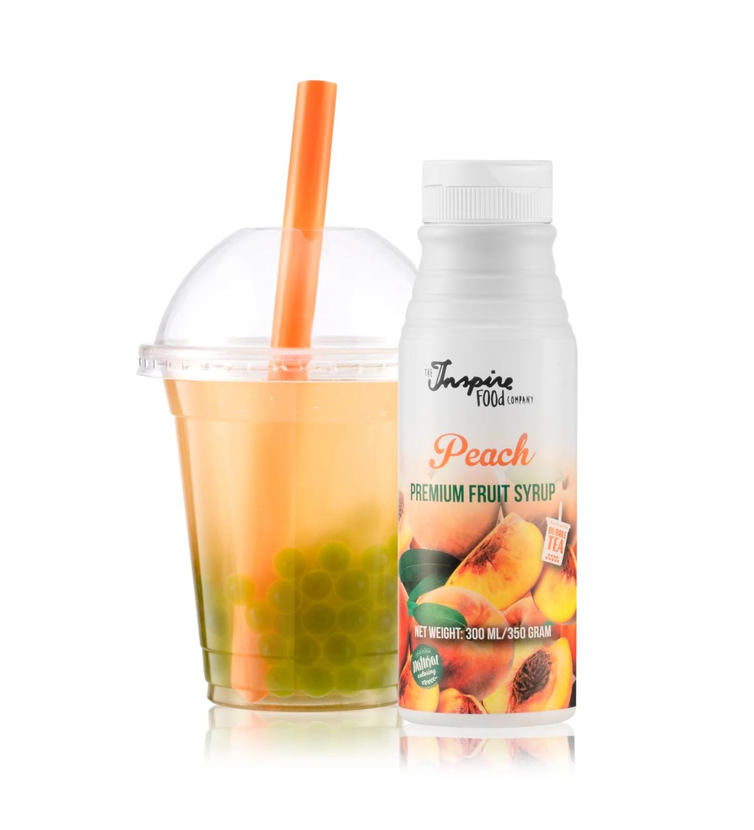Inspire Food Peach Syrup for Bubble Tea - 300ml | 100% Vegetarian Gluten-Free No Artificial Dyes | Perfect for Boba Slushes & Ice-Blended Drinks - Buy Online on GoSupps.com