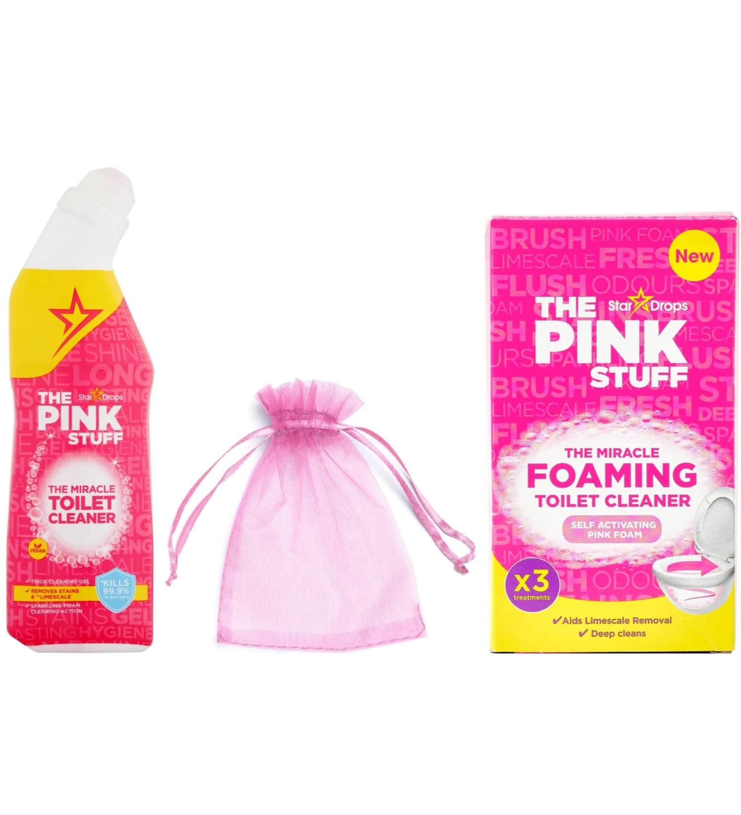 The Pink Stuff The Miracle Toilet Cleaner Gel 750ml + The Pink Stuff Foaming Toilet Cleaner (1pk contains 3 x 100g sachets) 1Pk + Our Gift for You: Organza Small Bag Size: 9x7x0.1cm - Buy Online on GoSupps.com