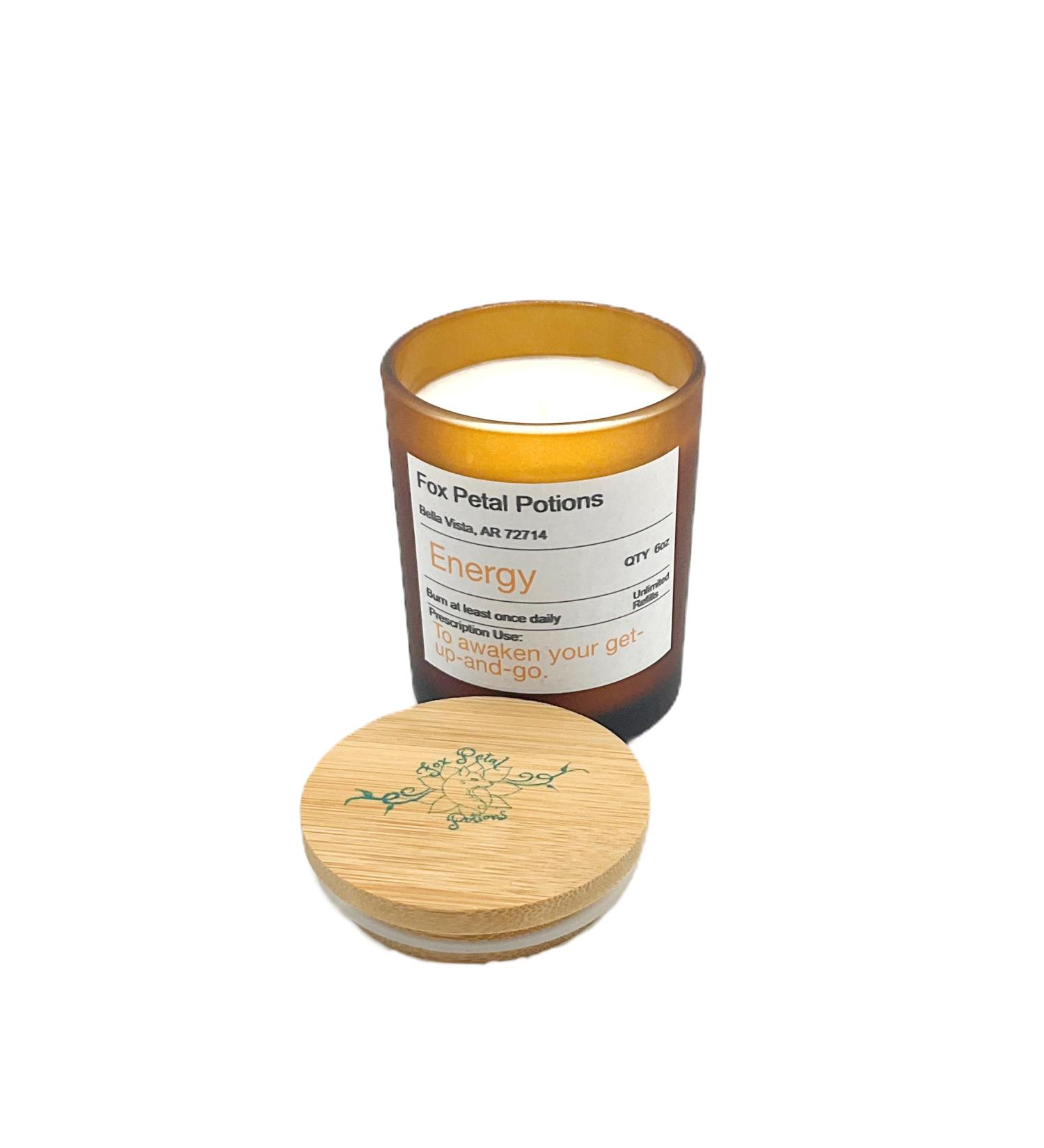 Prescription Candle: Energy to Awaken Your Get-Up-and-Go 6oz Handmade Plant Based All Natural Zero Waste