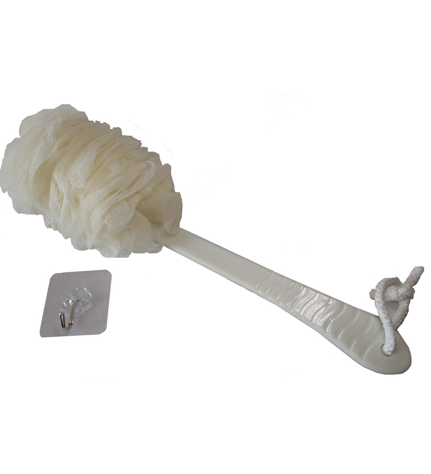 Long Handled Mesh Soft Body Puff Brush for Seniors, Disabled Patients, Pregnant & Arthritis Sufferers - White - Buy Online on GoSupps.com