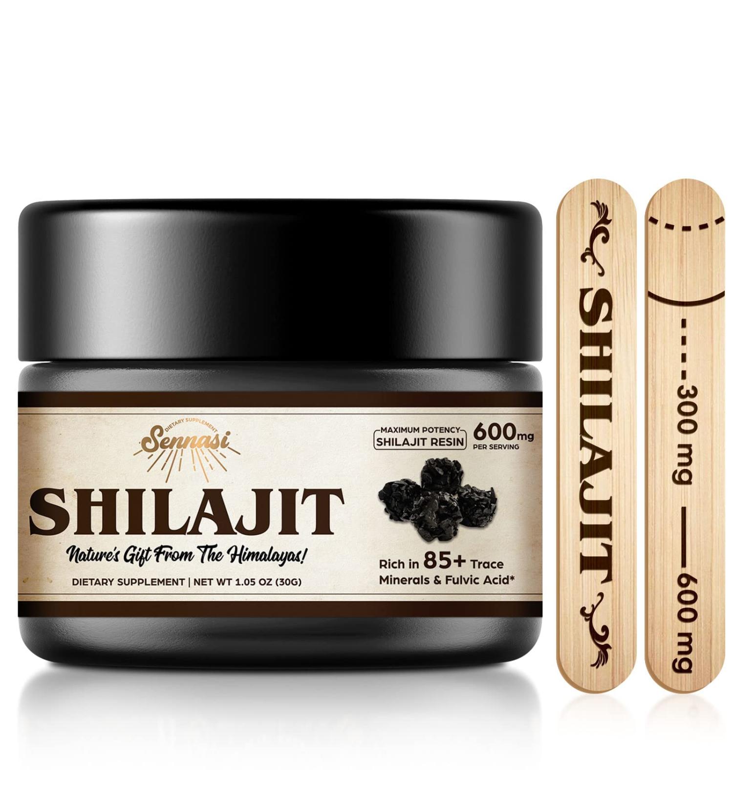 Pure Himalayan Organic Shilajit Resin 600mg - 85+ Trace Minerals & Fulvic Acid for Energy & Immune Support - 30g Pack - Buy Online on GoSupps.com