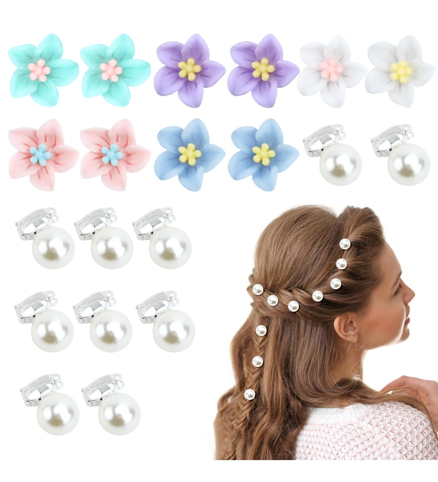 Bekecidi 10 Pieces Small Flower Hair Clips + 10 Pieces Pearl Hair Clips Charming Fashion Hair Clips Energetic Hair Clips Party Hair Accessories Women Girls Hair Beautification mixed hair clips - Buy Online on GoSupps.com