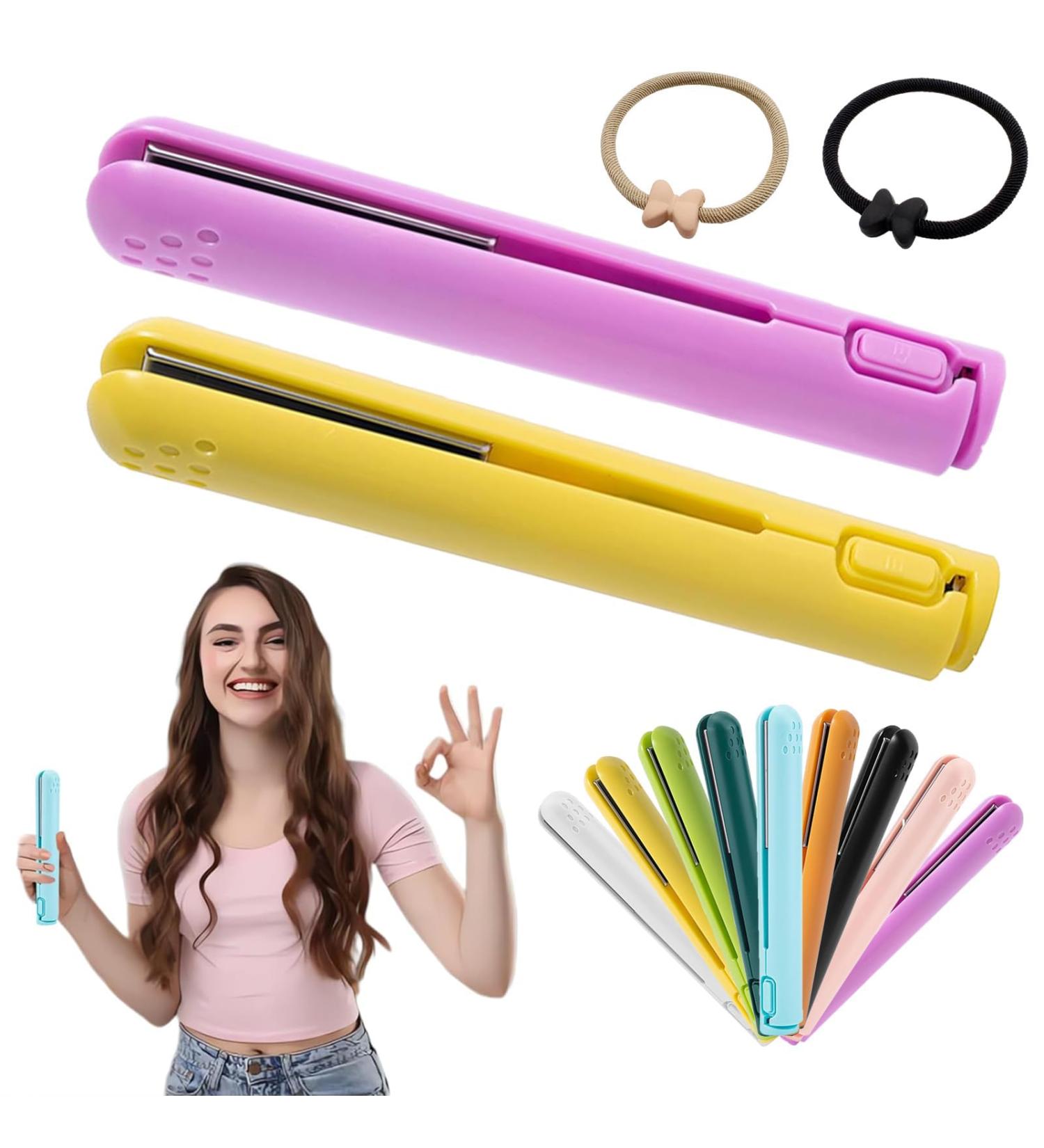 Mini Dual-purpose Curling Iron Upgrade 2-in-1 USB Hair Straightener Curling Iron Ceramic Mini Hair Curler Travel Curling Iron USB Rechargeable Curling Wand (2pcs-D) - Buy Online on GoSupps.com