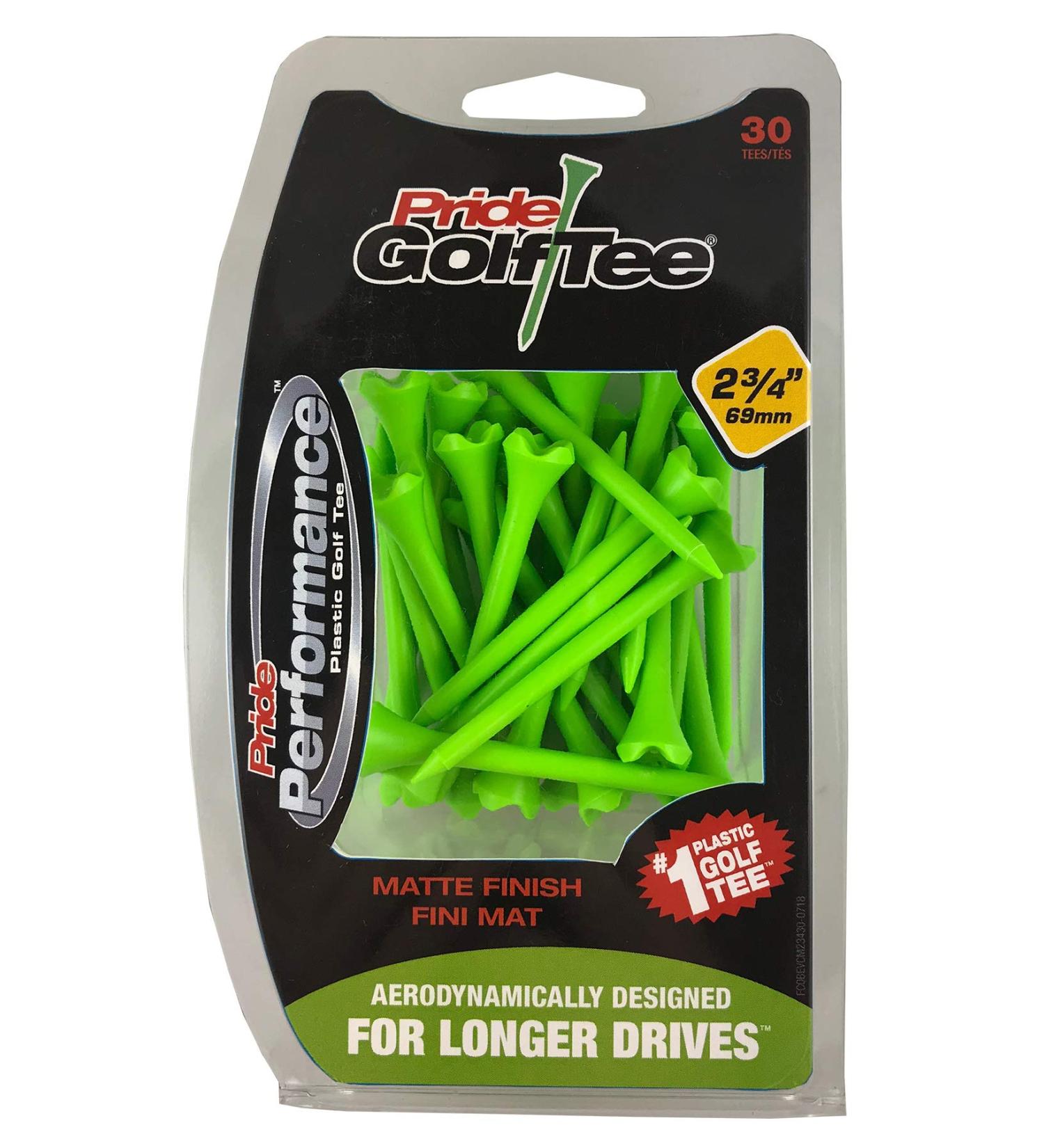 Pride Performance 2-3/4 Matte Finish Golf Tees - 30 Count Green - Buy Online on GoSupps.com