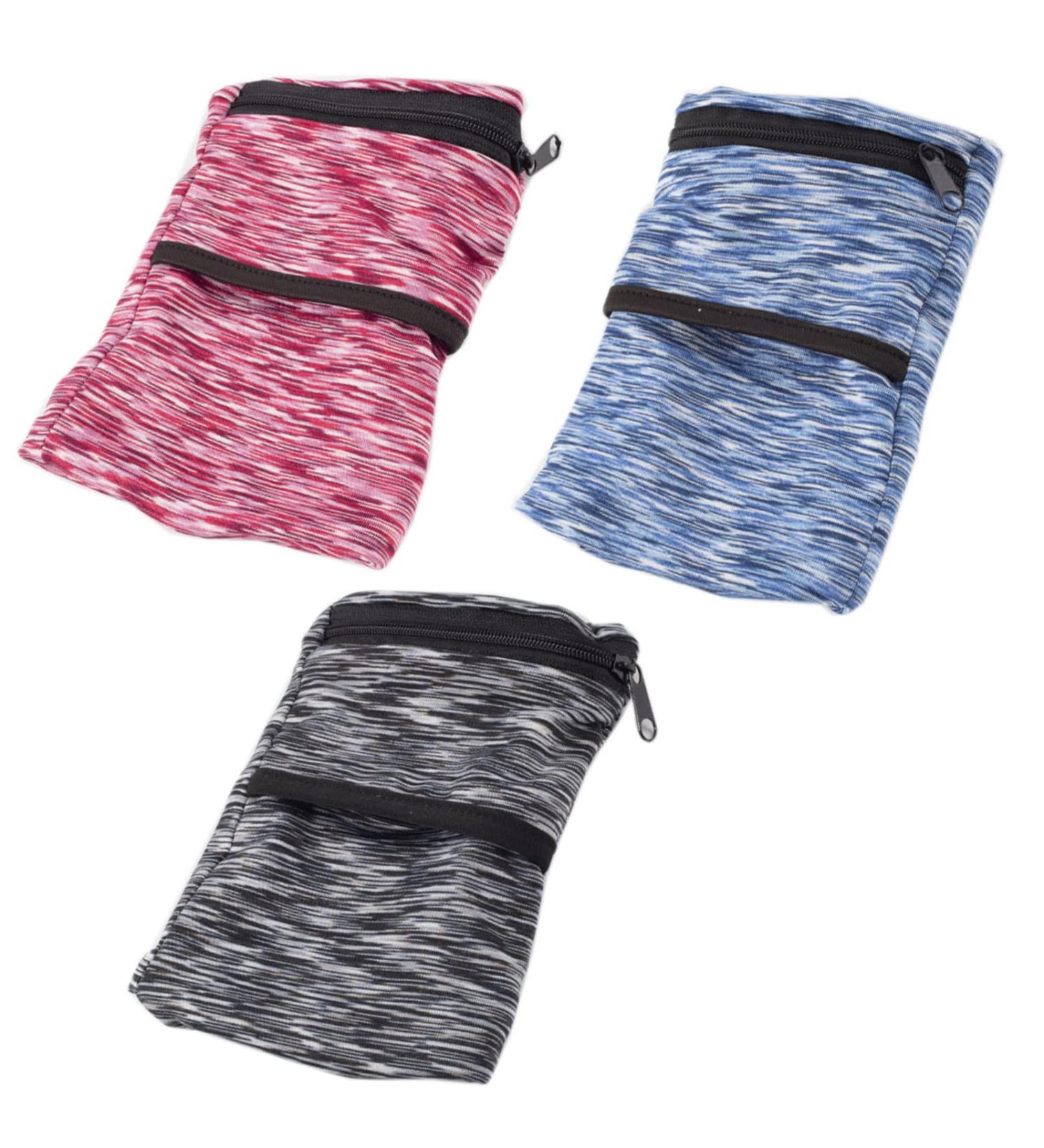 Sports Wrist Bag Set - 3PC Waterproof Running Bracelets & Zipper Wallets for Jogging Yoga & Biking - Blue - Buy Online on GoSupps.com
