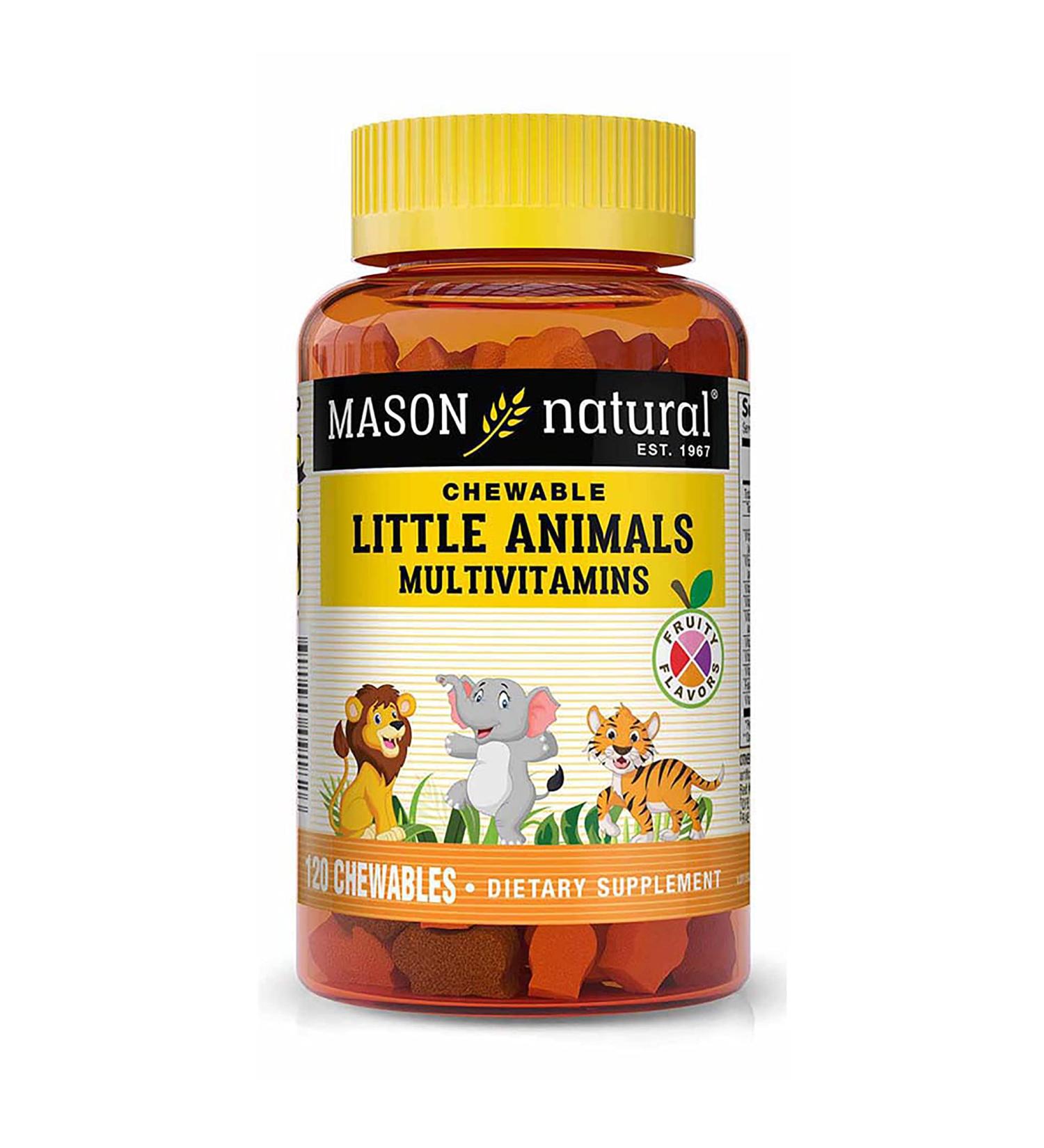 Mason Natural Little Animals Multivitamins - Fruity Flavors, 120 Chewables for Kids - Buy Online on GoSupps.com