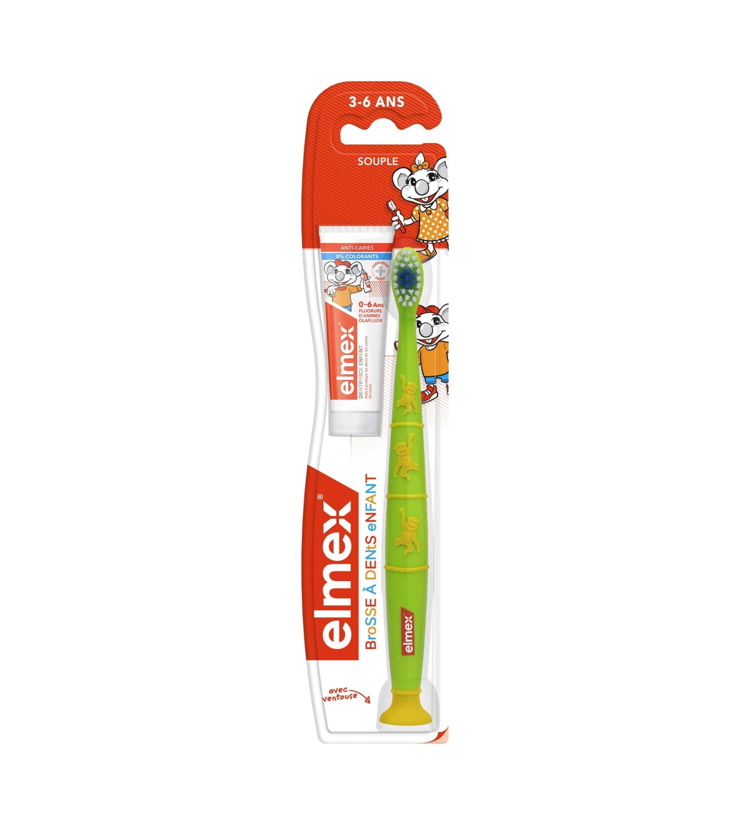 Elmex Children's Toothbrush (3-6 Years Soft) & Toothpaste for Caries (12 ml) - Random Color Selection | International Shipping - Buy Online on GoSupps.com
