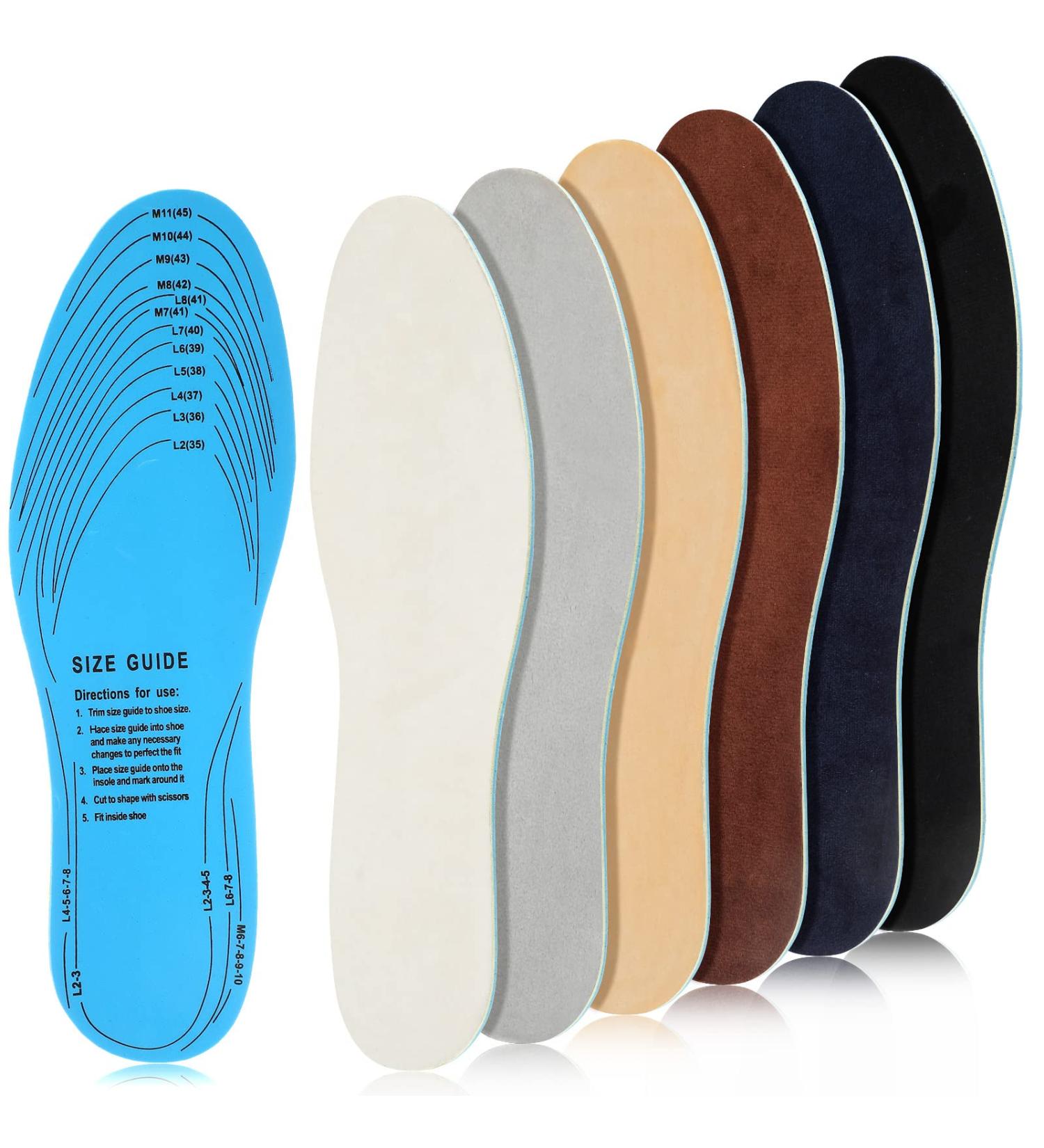 Breathable Double-Layer Latex Foam Insoles - 6 Pairs for Men 7-11, Women 2-8 (Simple Colors) - Buy Online on GoSupps.com