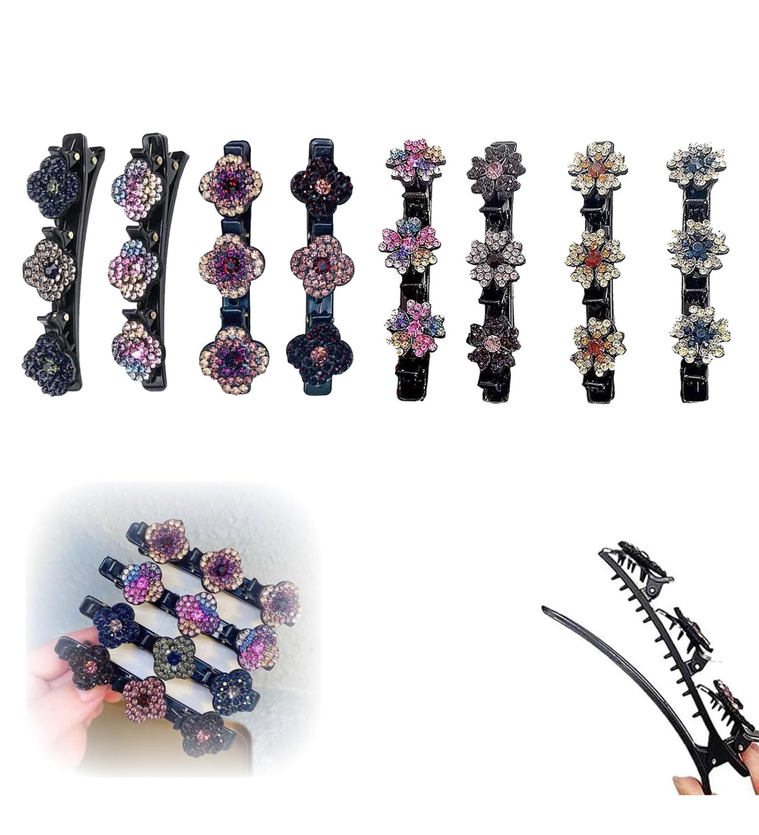 Sparkling Crystal Stone Braided Hair Clips Braided Hair Clips Rhinestone Hair Clips Braided Hair Clips for Women Hair Accessories for Women for Thick and Thin Hair (Mix*8pcs) - Buy Online on GoSupps.com