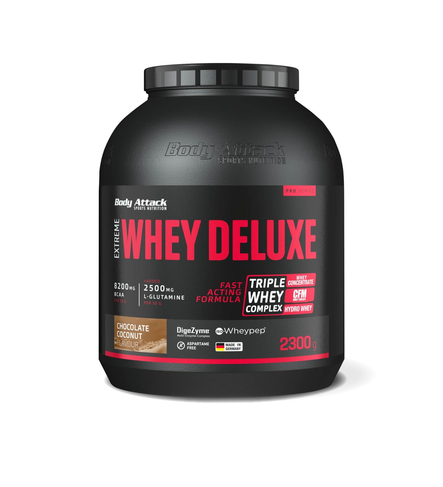 Body Attack Extreme Whey Deluxe Nut Nougat 2.3kg | Premium Protein Powder Triple Whey Complex Low Fat & Sugar - Made in Germany - Buy Online on GoSupps.com