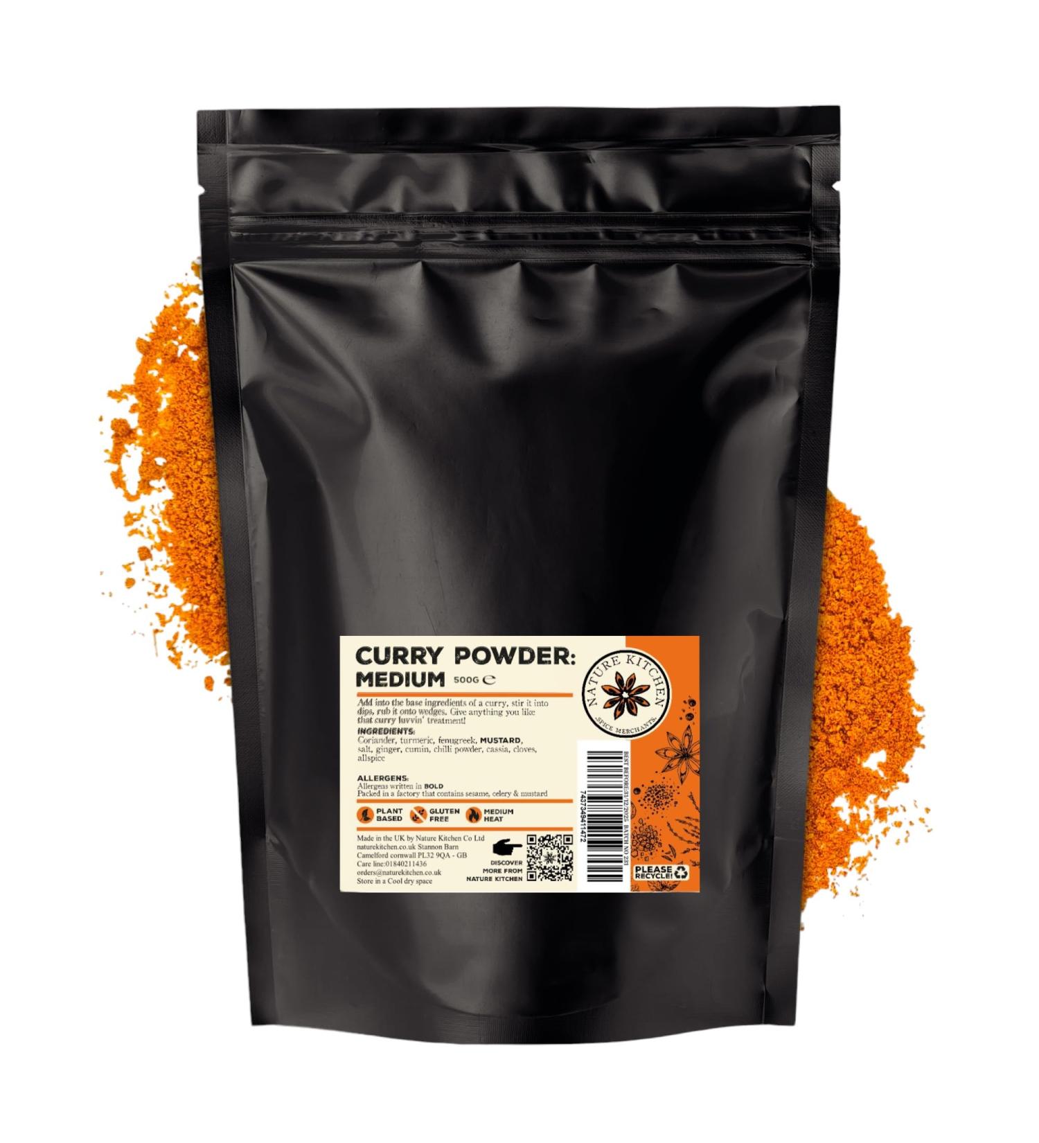 Nature Kitchen Curry Powder (Medium Heat) 500g - Gluten-free, Vegan and Versatile Spice Blend for Everyday Cooking - Perfect for Marinades, Sauces, Frying, Baking or Grilling - Buy Online on GoSupps.com
