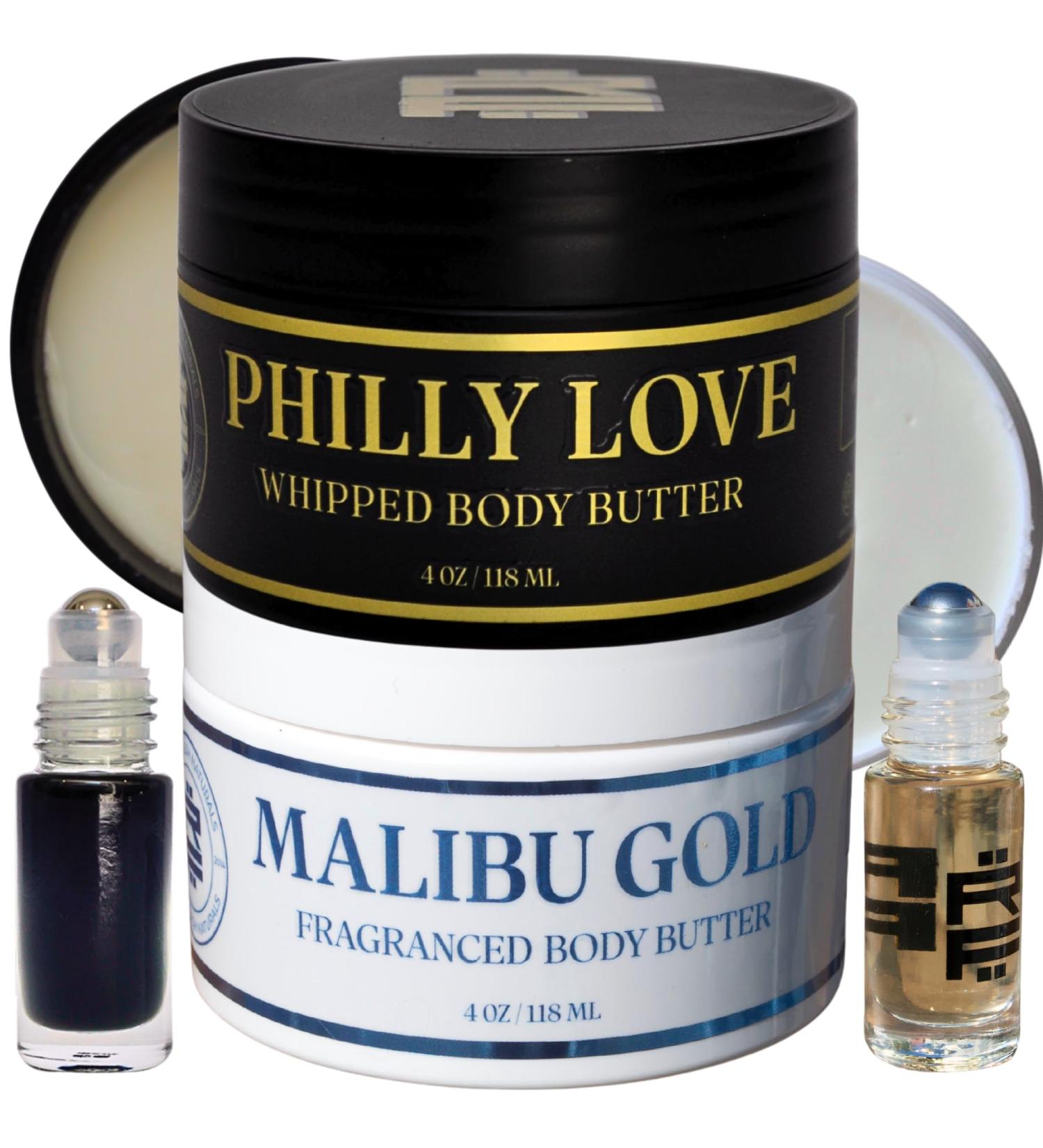 Cologne Body Butter for Men Bundle - Philly Love & Malibu Gold Sensual Scent Roller - Infused Shea Butter & Avocado Butter All-Day Fragrance Moisturizing Vitamin E Formula 4oz (2) - Buy Online on GoSupps.com