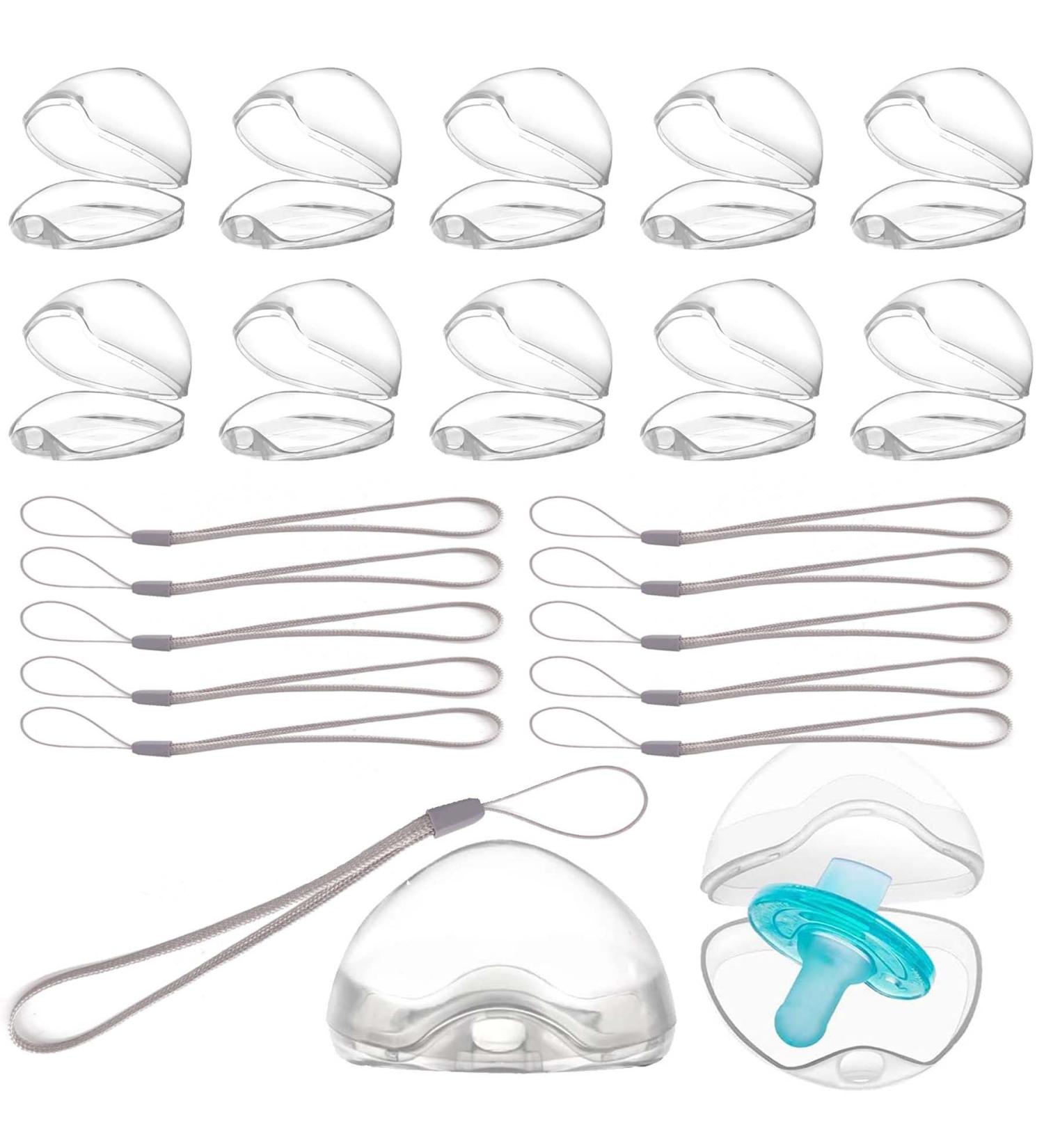 10 Transparent Pacifier Boxes with Cord - Dust-Tight Portable Pacifier Storage Container for Babies - Buy Online on GoSupps.com