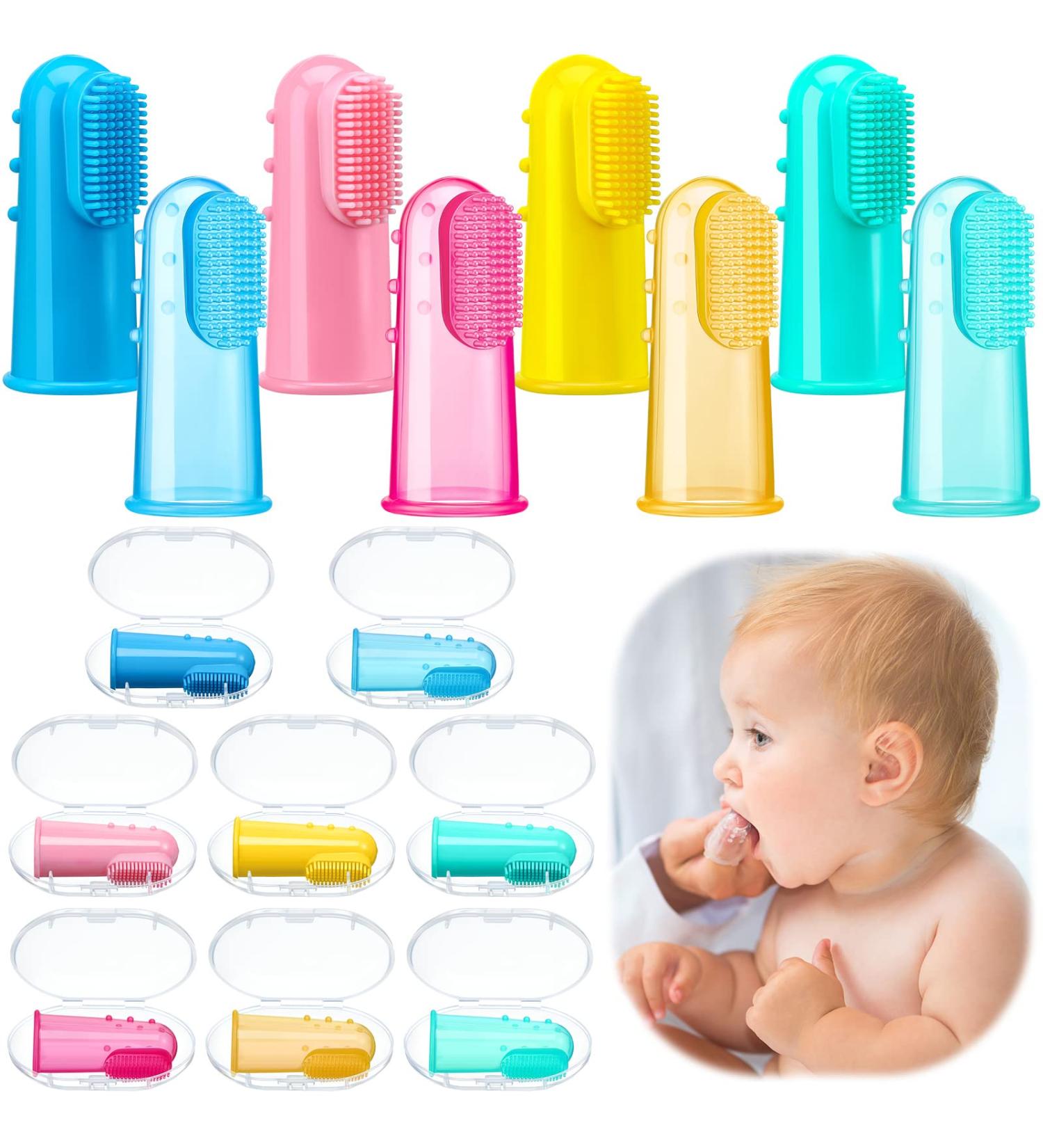 Zopeal 16 Pieces Baby Finger Toothbrush Set for Infant & Toddler | Silicone Soft Bristles for Teething & Oral Care | Training & Massaging - Buy Online on GoSupps.com