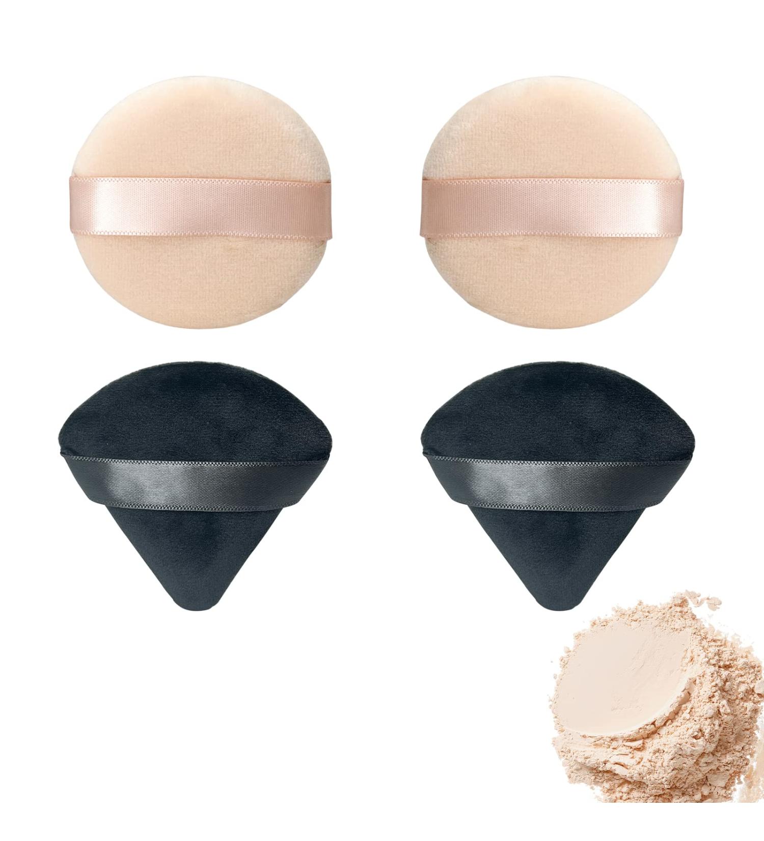 Loose Powder Puff Set - 2pc Round & 2pc Triangle Makeup Puffs for Setting Powder - Soft Beauty Tools for Face & Body - Buy Online on GoSupps.com