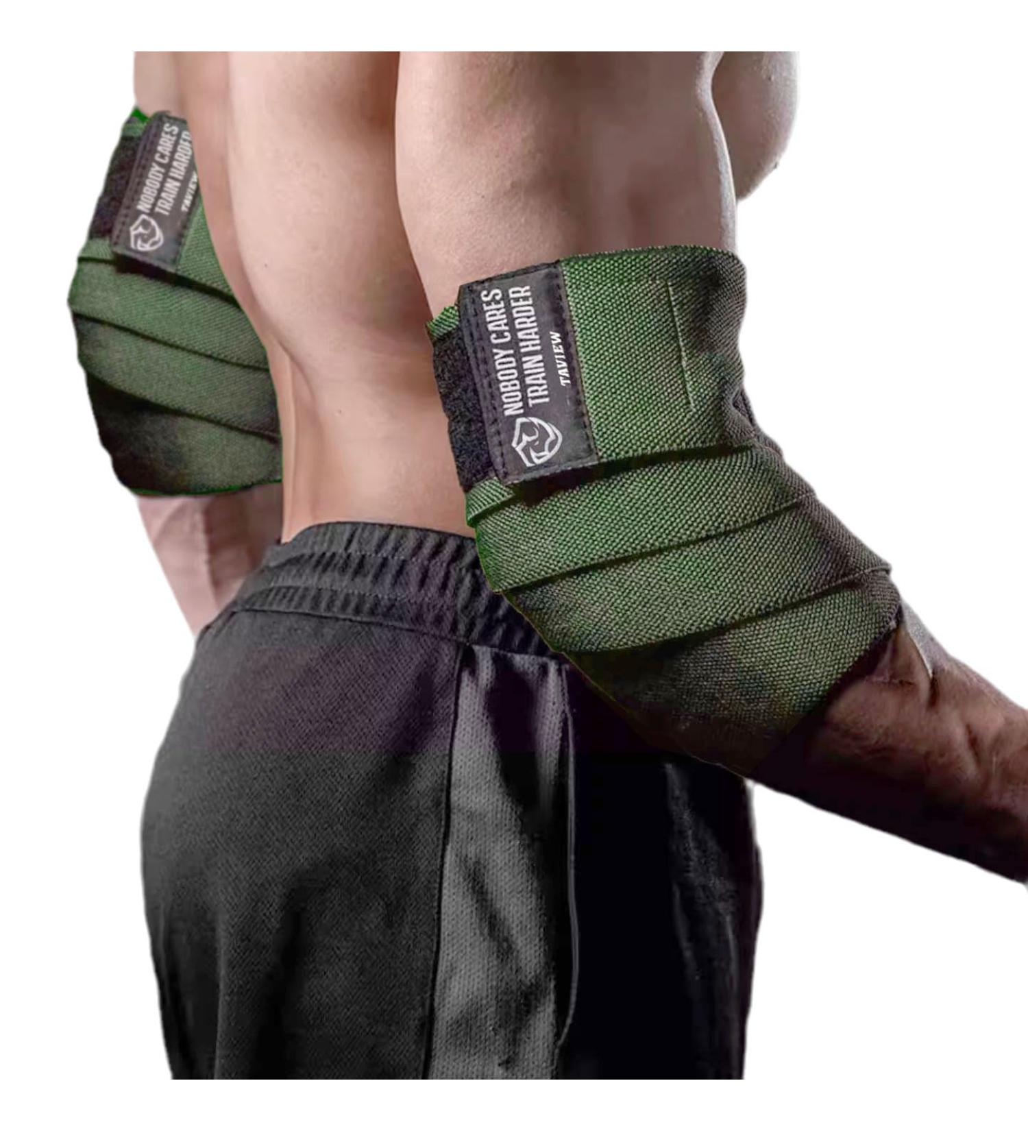 Buy TAVIEW Elbow Bandages for Weightlifting - 120cm Elastic Compression Straps for Powerlifting Fitness & Cross-Training (Green) - Buy Online on GoSupps.com