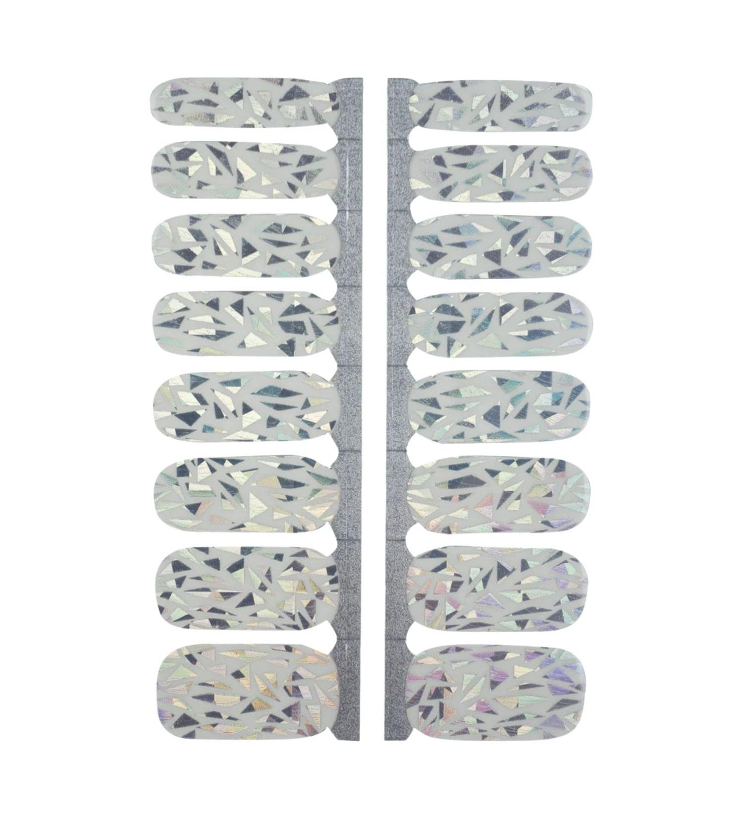 My nails nail foils Silver pattern I 16 Ultra-thin nail polish strips white/silver i self-adhesive premium nail art wraps i sticks to natural and painted acrylic gel & shellac nails