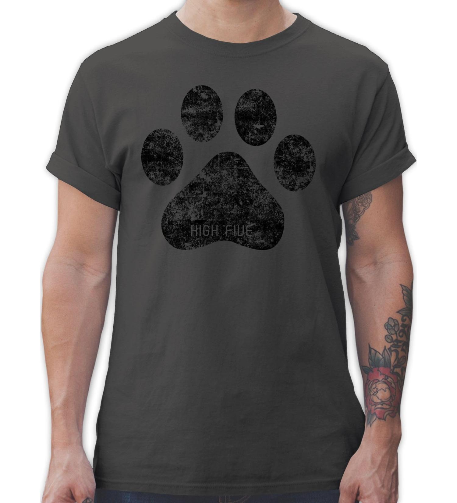 Shirtracer T-Shirt for Men - Dog Owners Gift - High Five Dog Paw Design - Dark Grey XL - Buy Online on GoSupps.com