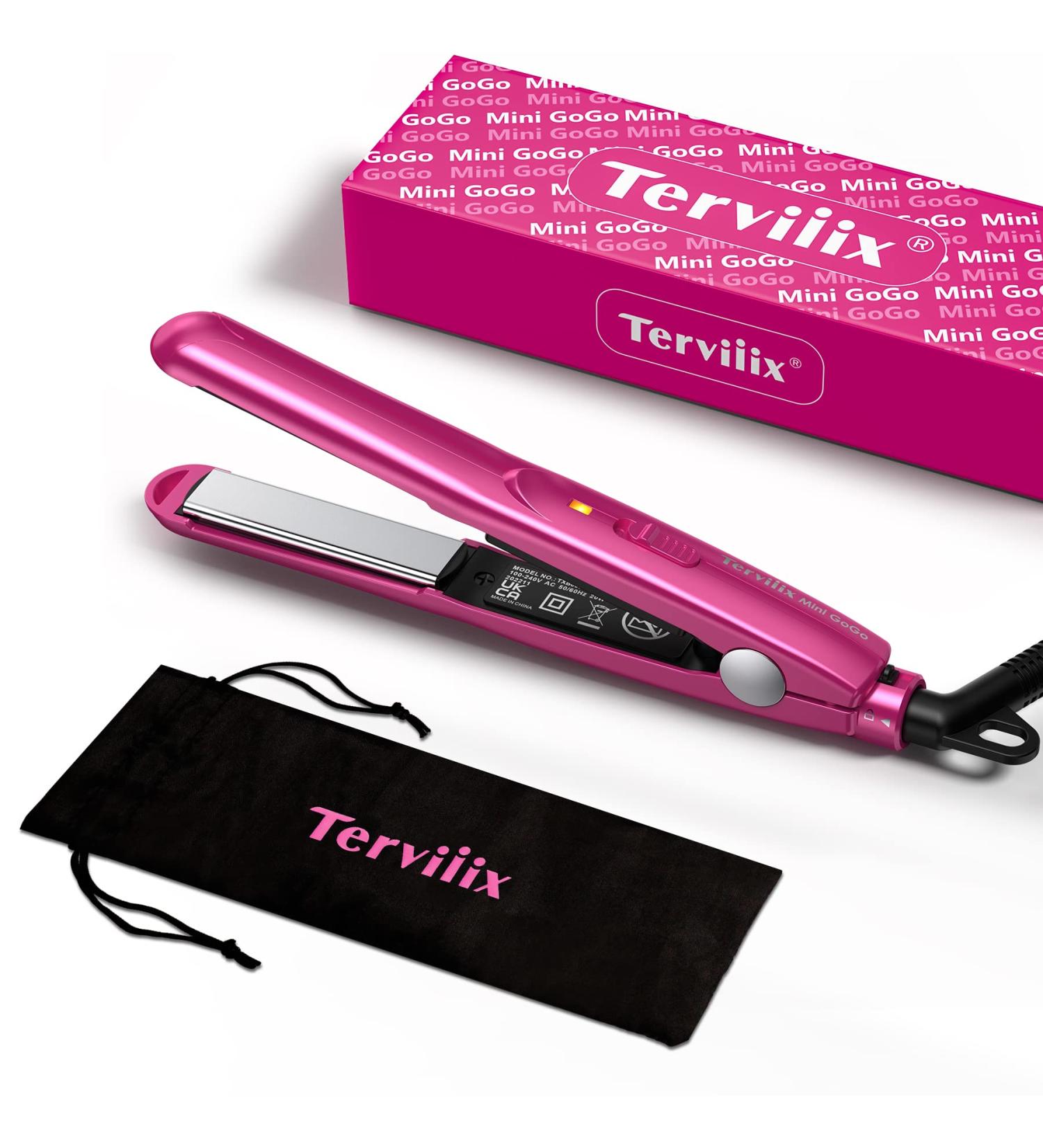 Terviiix Mini Hair Straightener for Travel - Portable Ceramic Styler for Short Hair/Bangs - Quick & Easy Styling - Dual Voltage - Pink - Buy Online on GoSupps.com