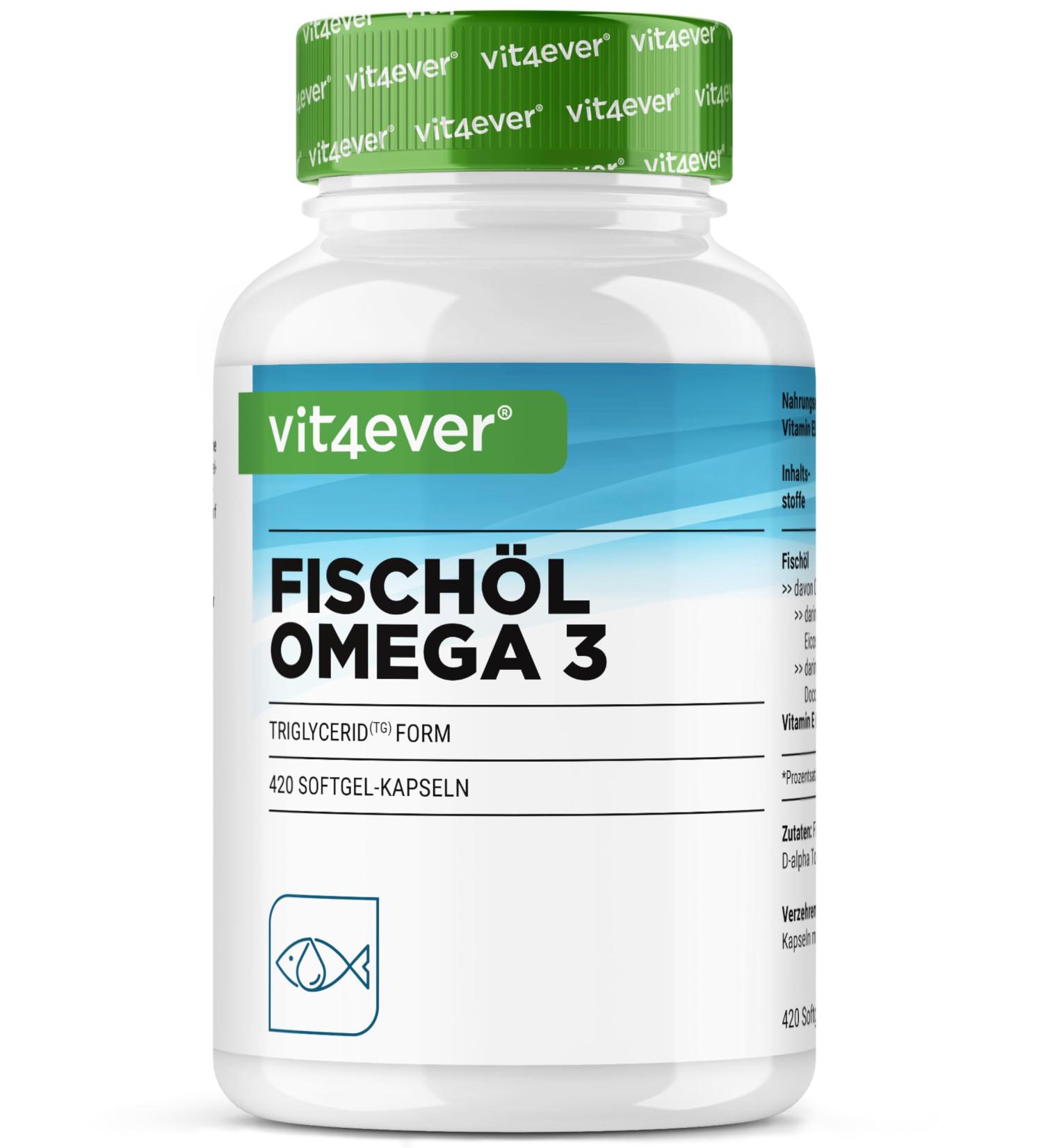 vit4ever Om ga 3 hautement dos es - 420 g lules avec 4000 mg d huile de poisson par portion quotidienne avec EPA & DHA sous forme triglyc ride de haute qualit - Purifi et issu de la p che durable Sans saveur 420 unit (Lot de 1) - Buy Online on GoSupps.com
