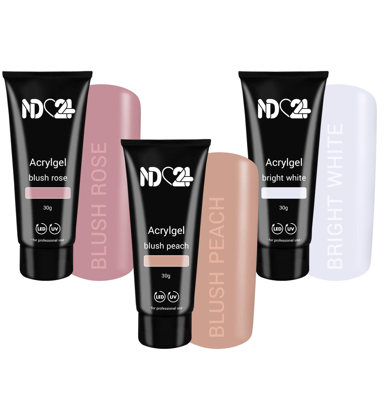 Buy Poly Acrylic Gel Tube Set - Babyboomer Blush Rose Blush Peach & Bright White (3 x 30g) | International Shipping Available - Buy Online on GoSupps.com