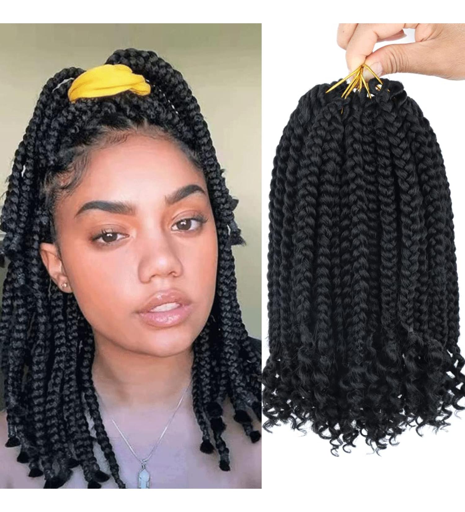 Layashow 12 Inch Crochet Bohemian Box Braids Curly Ends 6 Packs - Black Women Hair (1B 12 Inch) - Buy Online on GoSupps.com