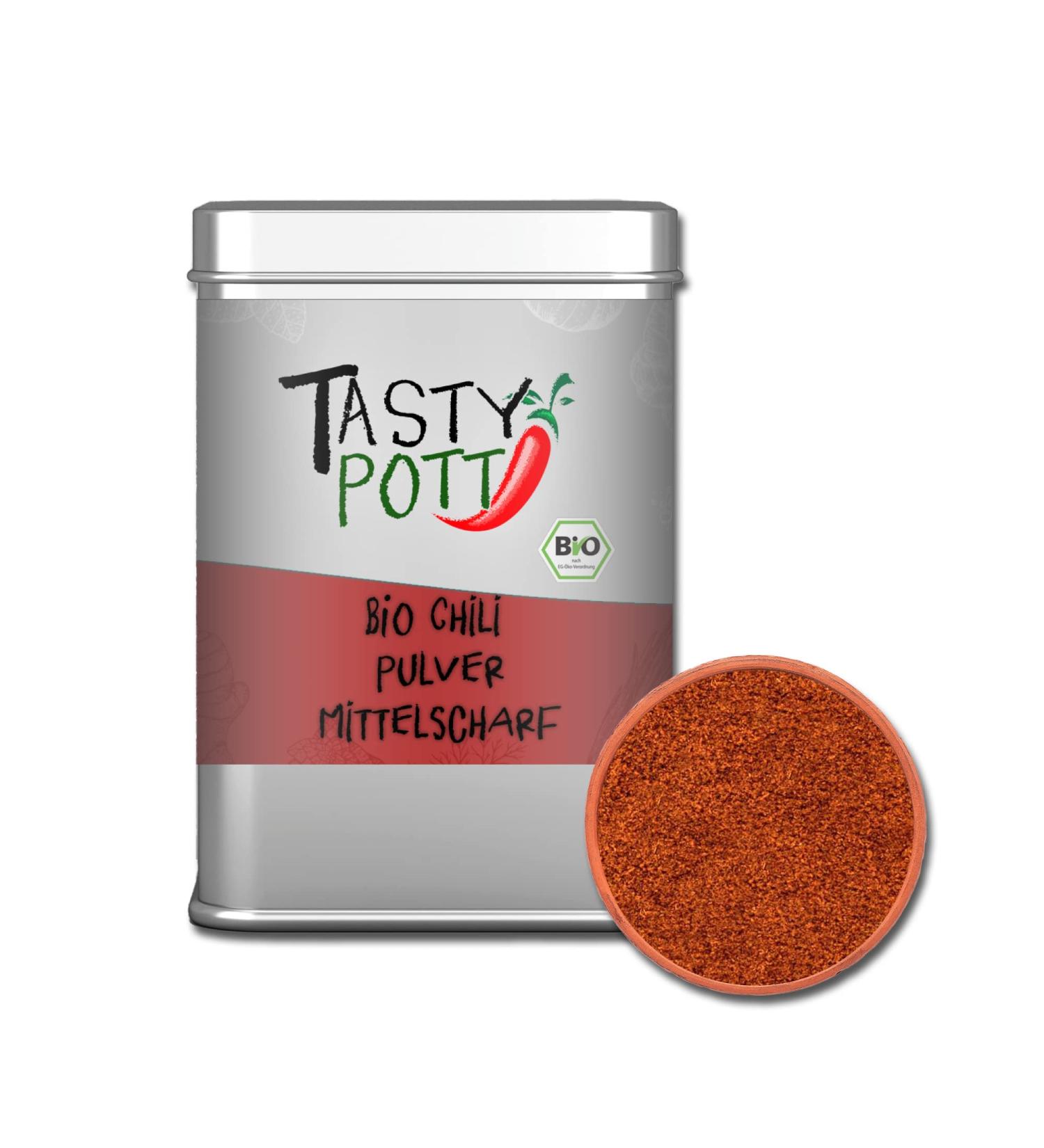 Jeske Sports Supplies Tasty Pott Chili spices spice mixtures spicy sharp spices spices chili powder spicy kitchen Bio chili powder medium spicy 80 g - Buy Online on GoSupps.com