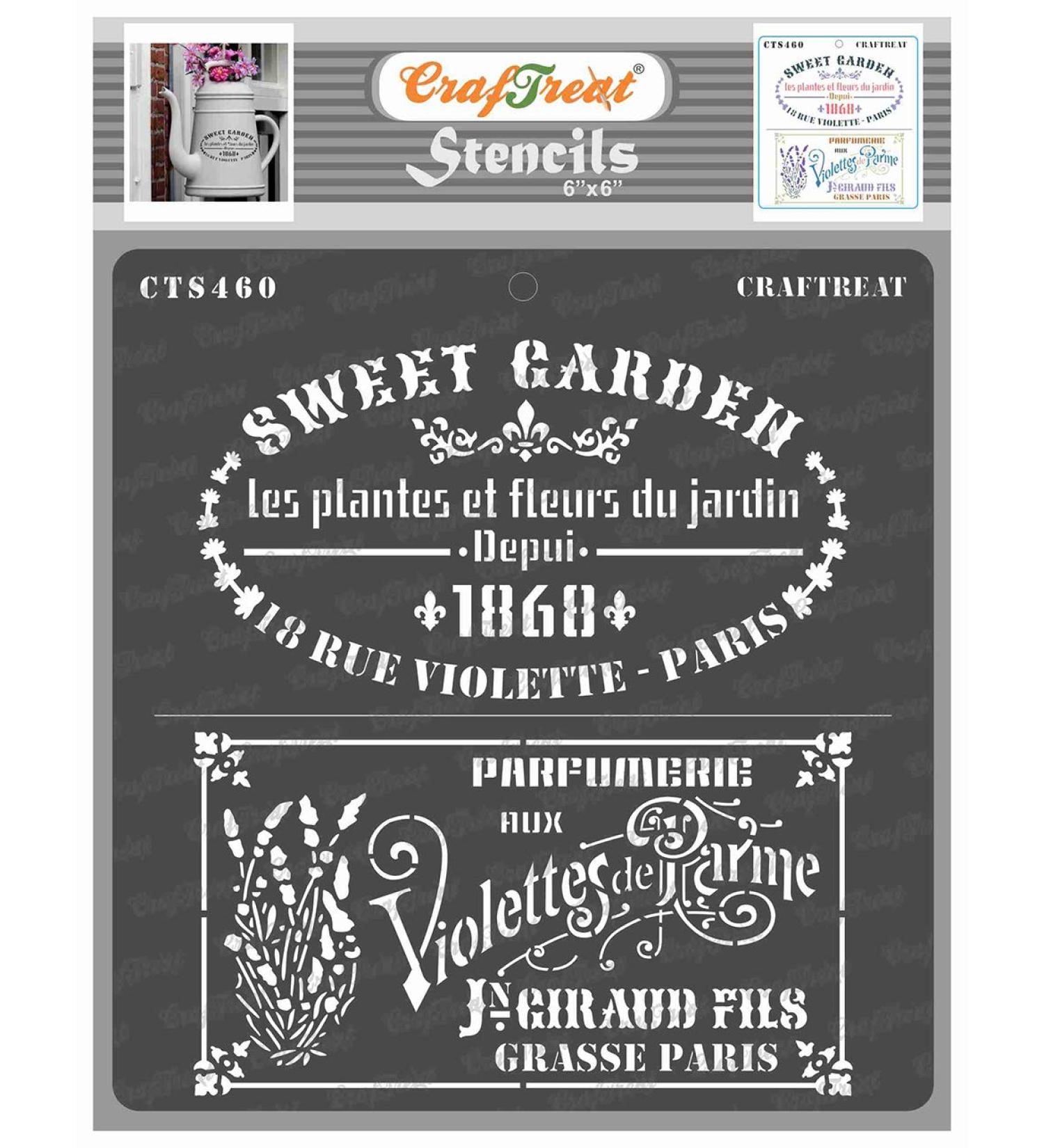 CrafTreat French Labels Stencil - Reusable 6x6 Inches DIY Art Stencil for Wood, Canvas, Paper, Fabric, Floor, Wall, and Tile - Buy Online on GoSupps.com