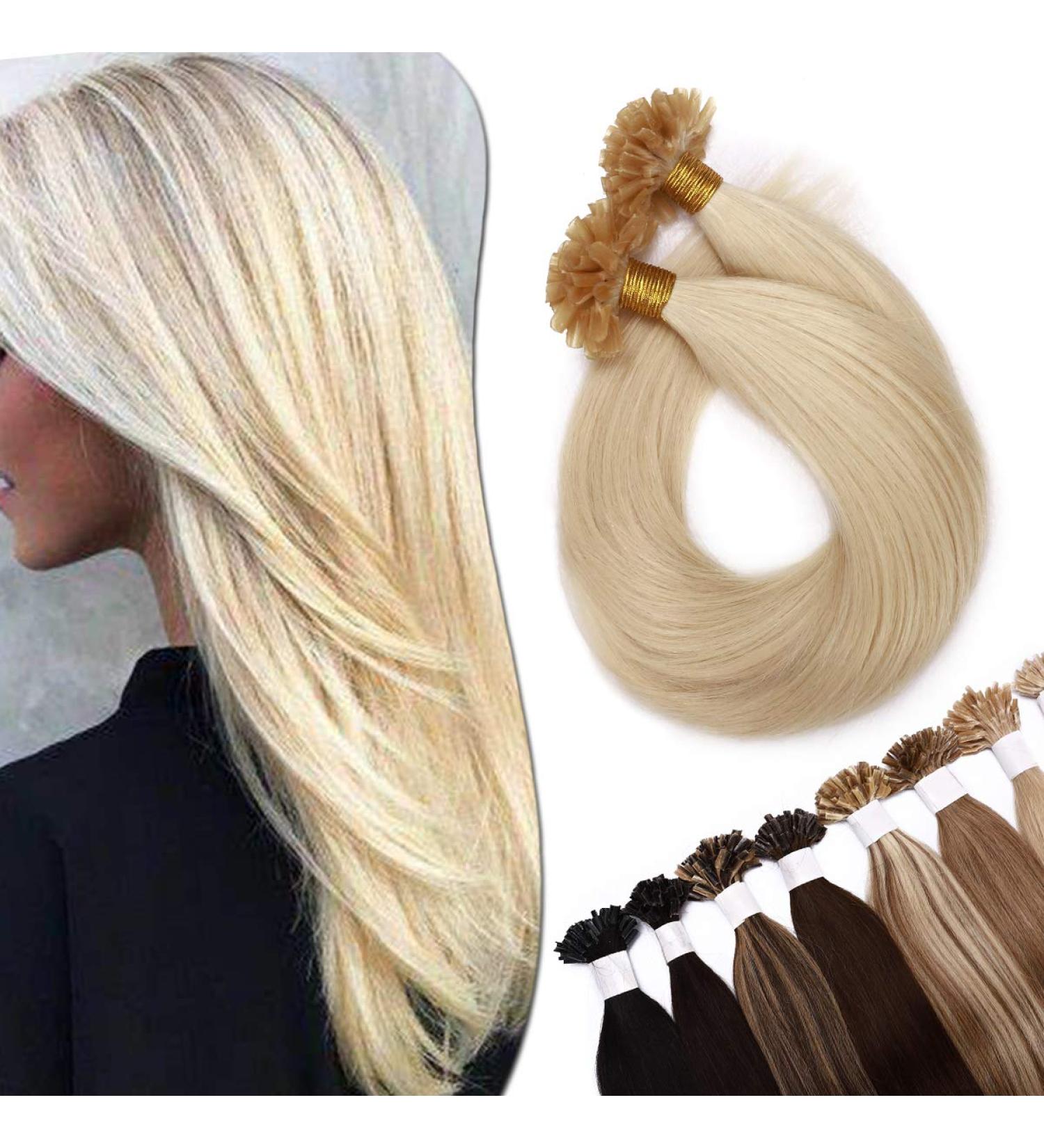 22" Pre Bonded Human Hair Extensions 200 Strands (#60 Platinum Blonde 100g) - Buy Online on GoSupps.com