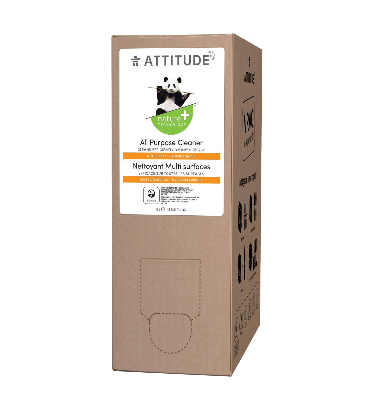 ATTITUDE Citrus Zest Multipurpose Cleaner - Vegan, Cruelty-Free, Plant-Based, 135.26 Fl Oz Bulk Refill - Buy Online on GoSupps.com