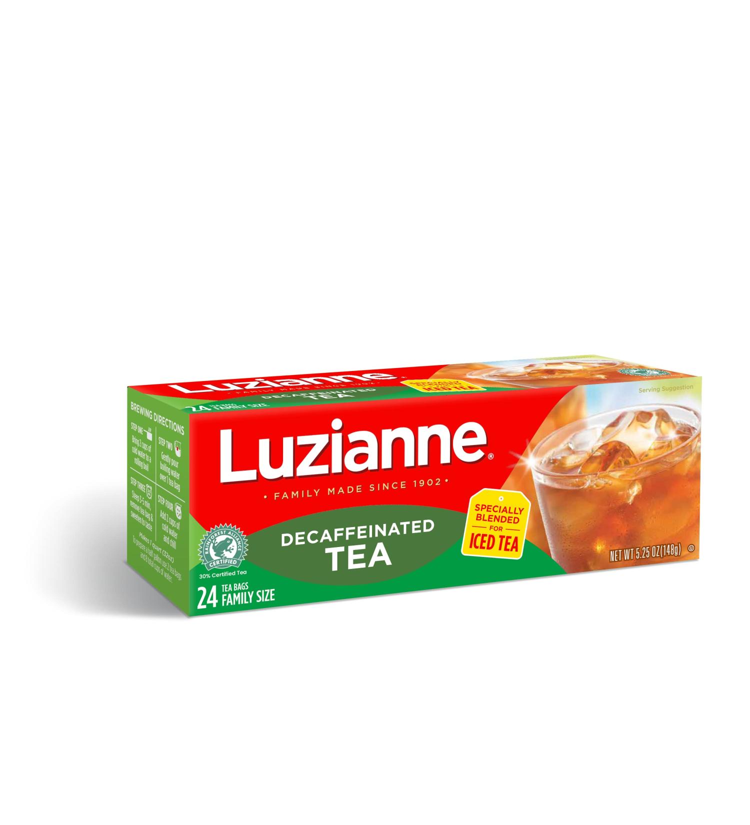 144 Luzianne Family Size Decaf Iced Tea Bags - Unsweetened, Specially Blended for Refreshing Home Brewed Southern Iced Tea - 24 Count Pack (6 Boxes) - Buy Online on GoSupps.com