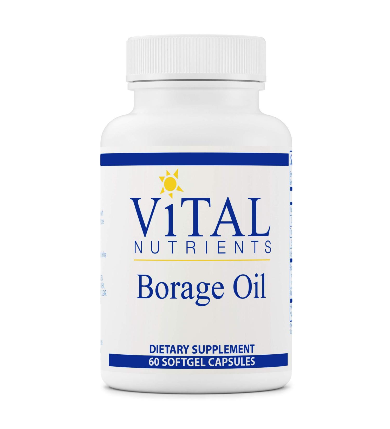 Vital Nutrients Borage Oil- High GLA Omega 6 for Joint & Nerve Support- 60 Softgels - Buy Online on GoSupps.com